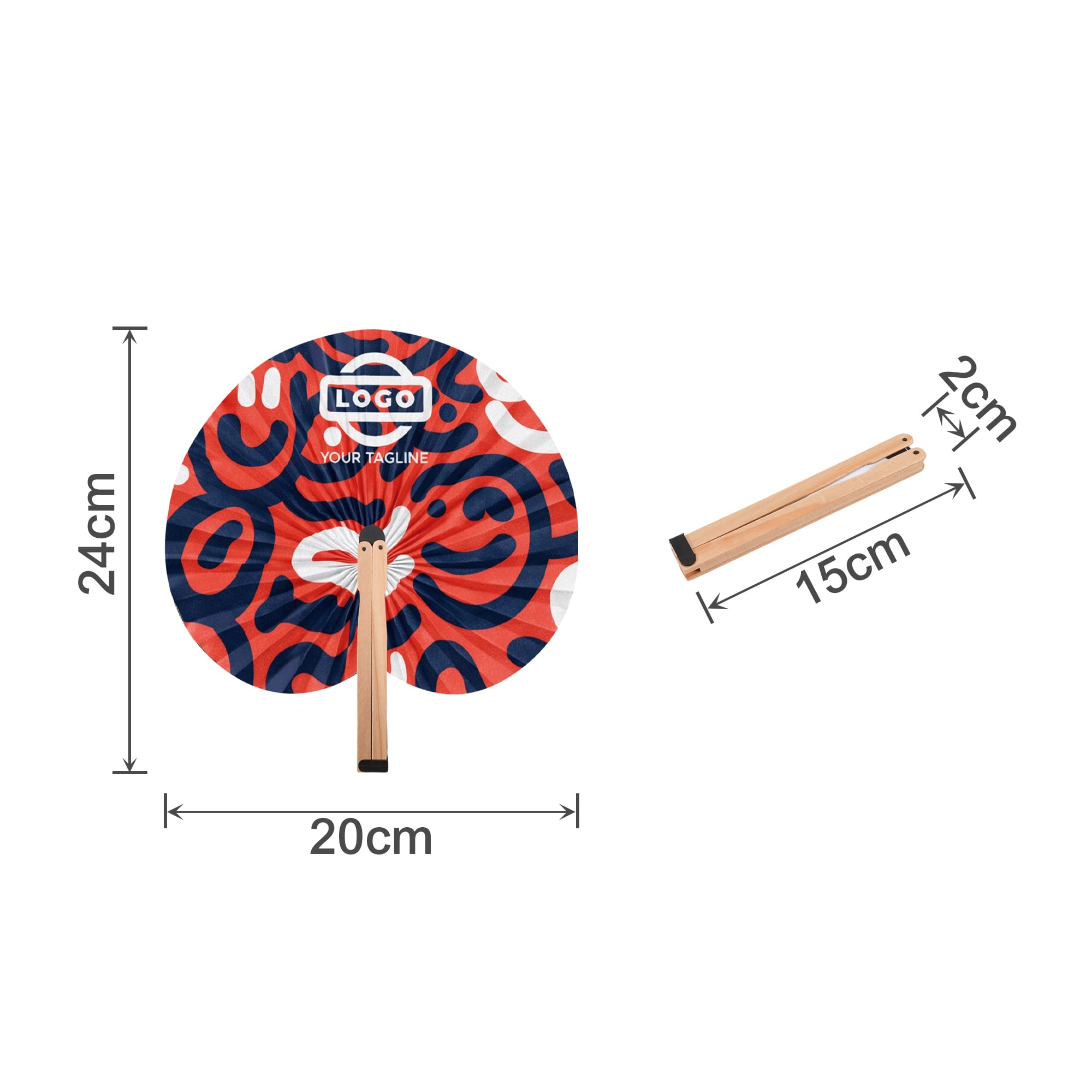 Peach Shape Wooden Paper Fan