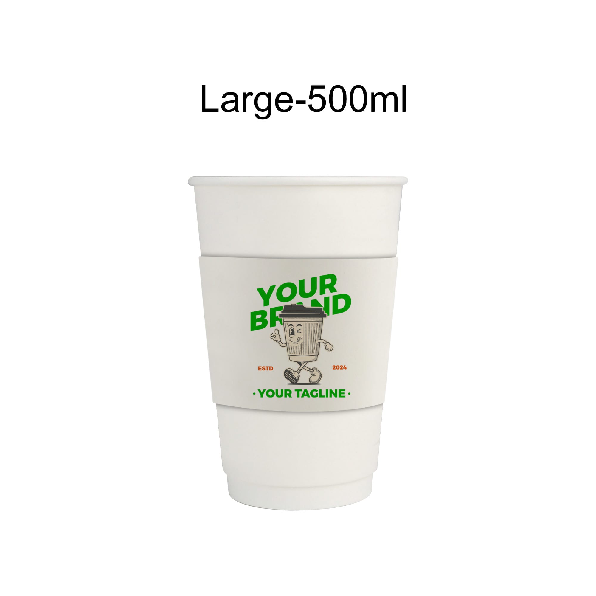 PLA Double Wall Compostable Paper Cups with Cup Sleeve