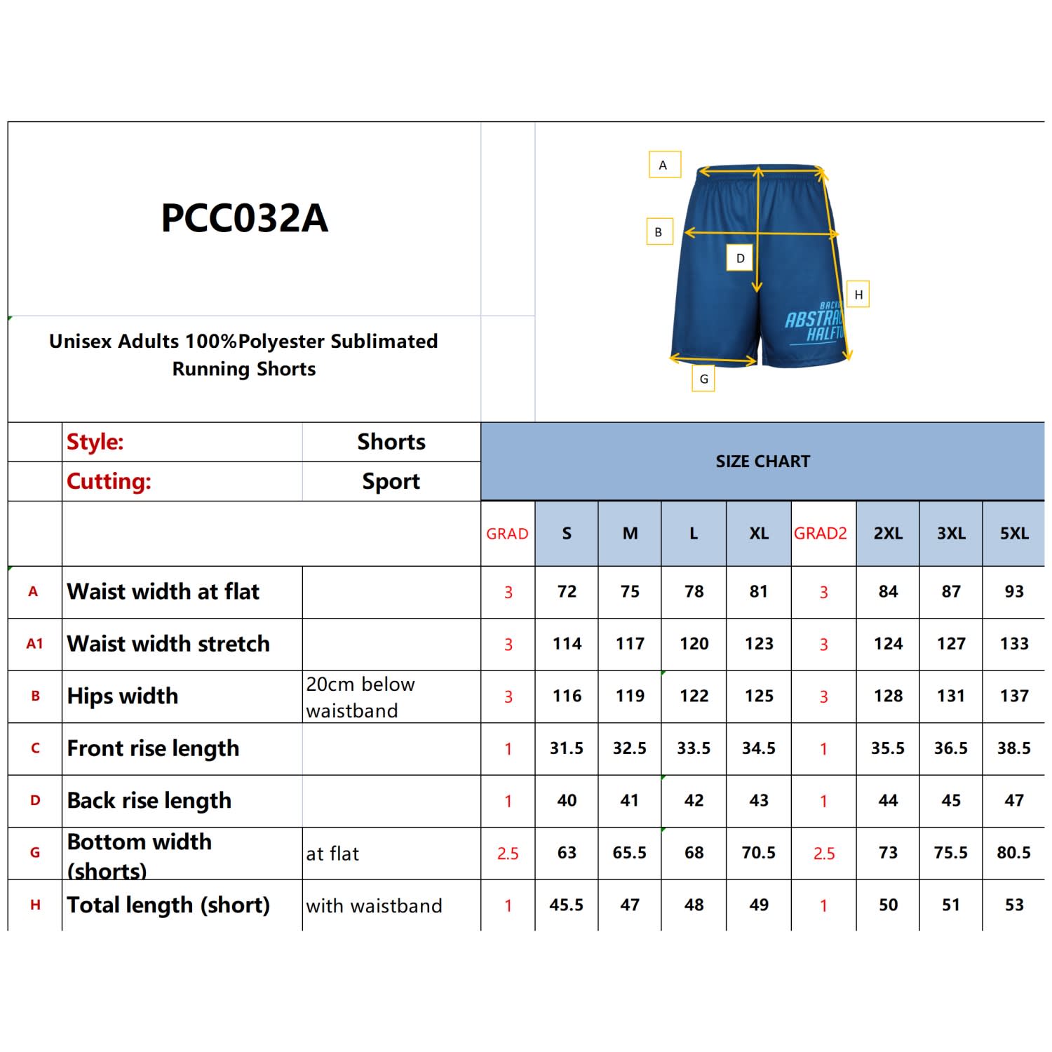 Unisex Adults 100% Polyester Sublimated Running Shorts