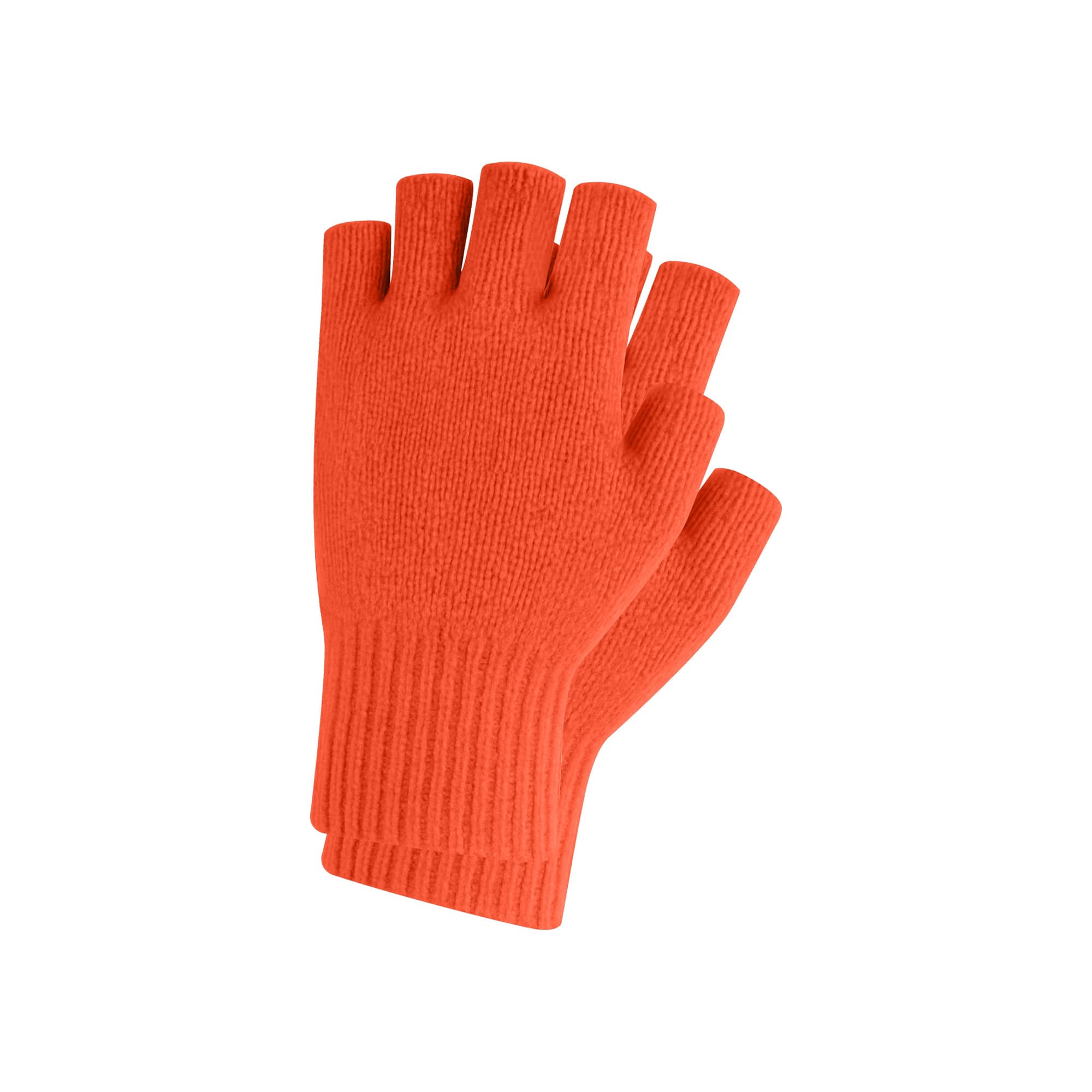 Adults Plain Knitted Fingerless Gloves with Woven Label