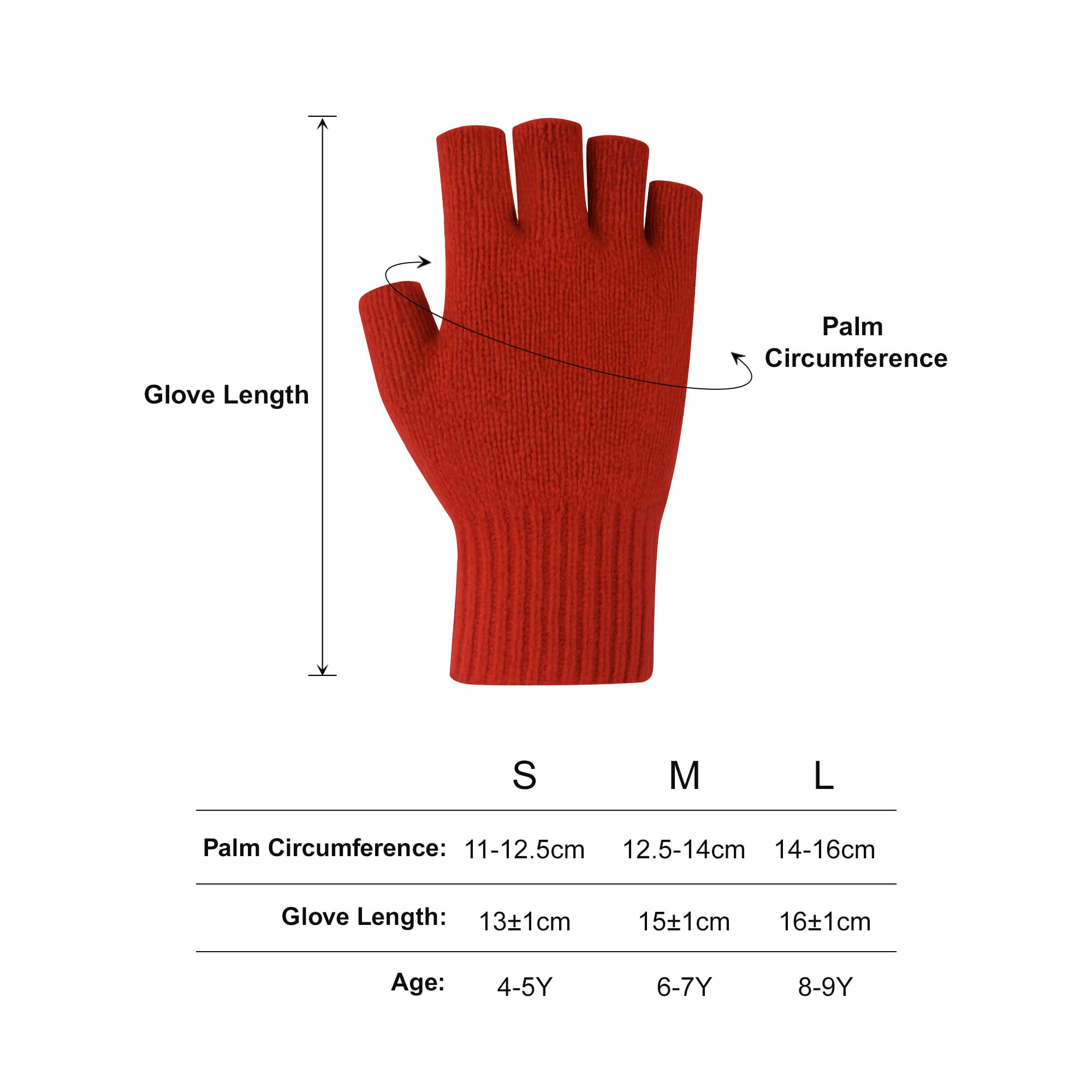 Kids Plain Knitted Fingerless Gloves with Woven Label