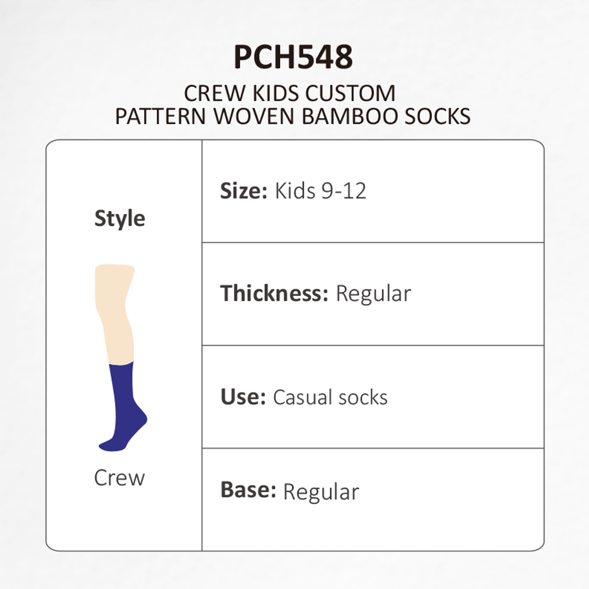 Crew Kids Custom Pattern Woven Bamboo Socks