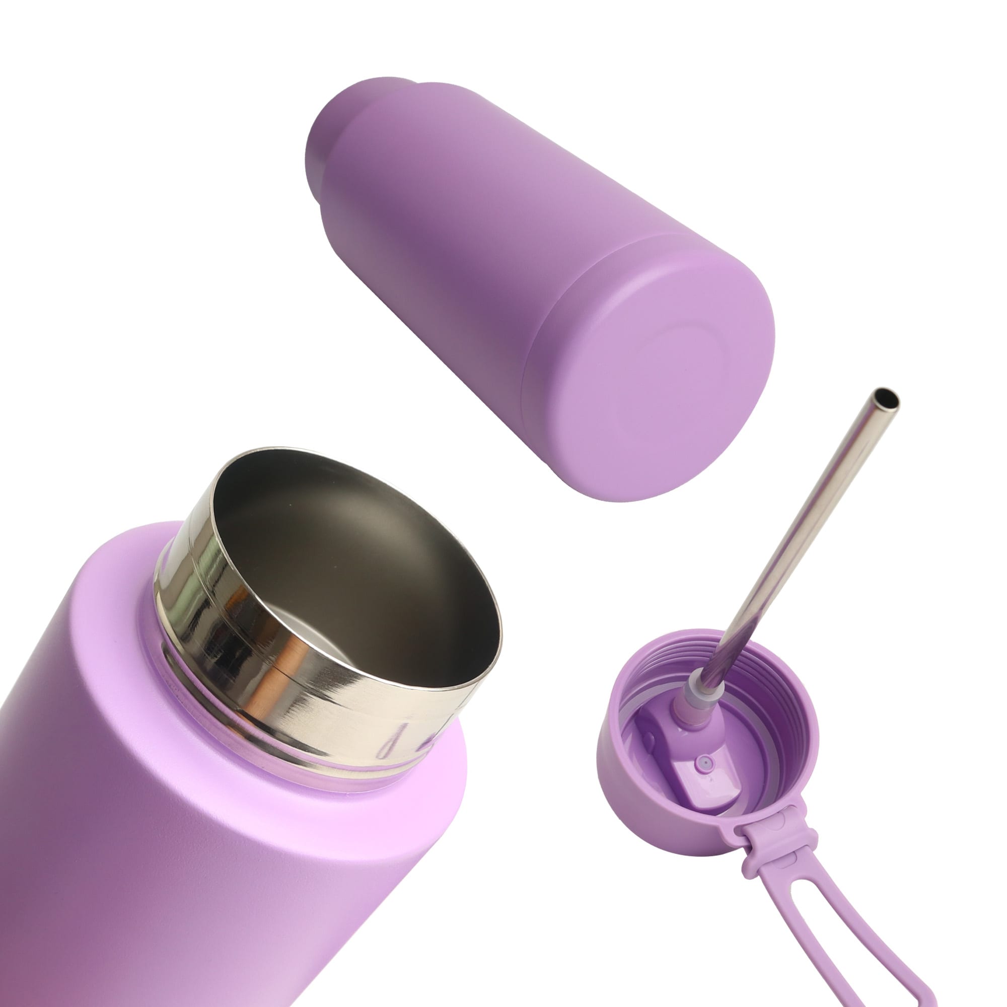 1L Stainless Steel Bottle with Straw Lid
