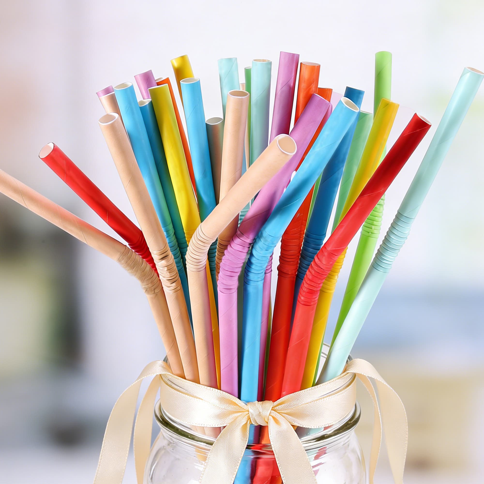 Custom Disposable 3-ply Bendable Drinking Paper Straw