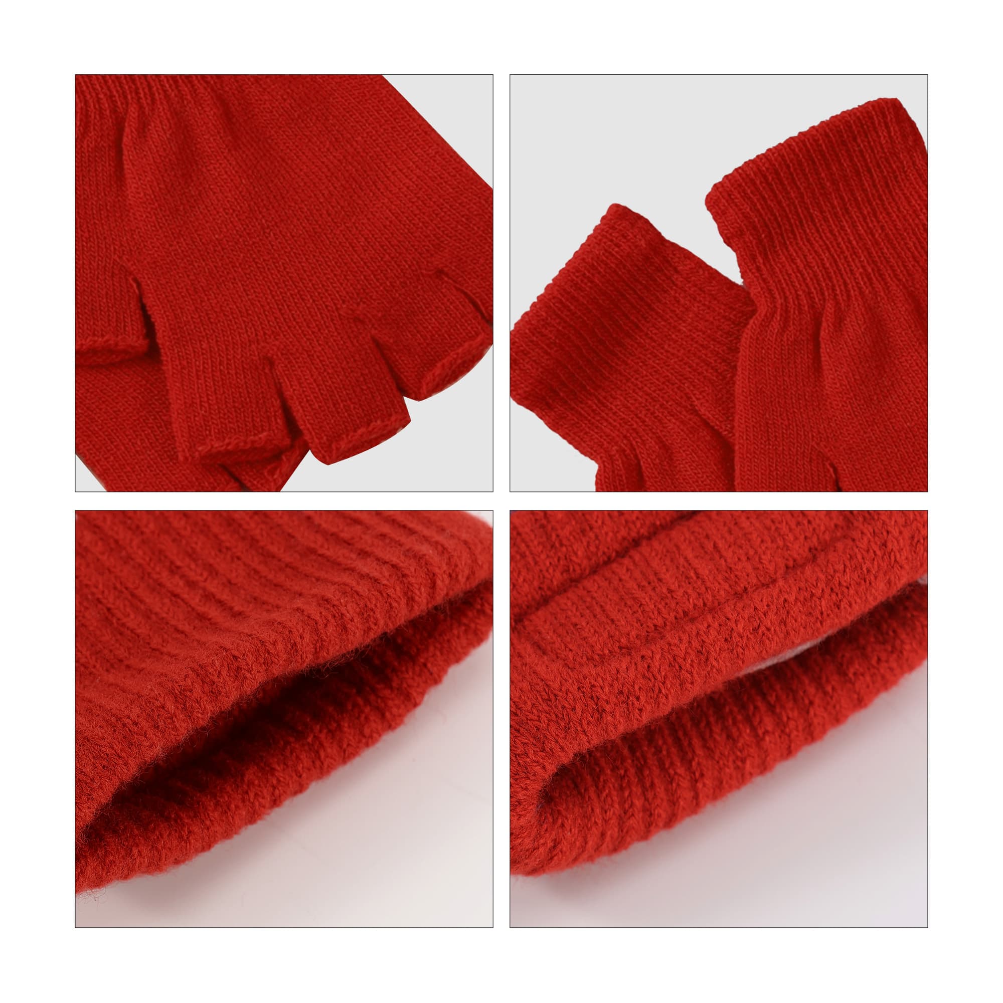 Kids Plain Knitted Fingerless Gloves with Woven Label