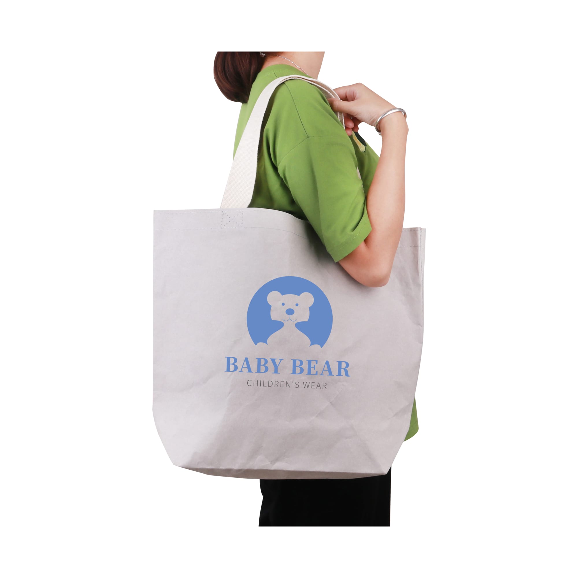 Large Washable Kraft Paper Bag with Cotton Handle(430x345x125mm)