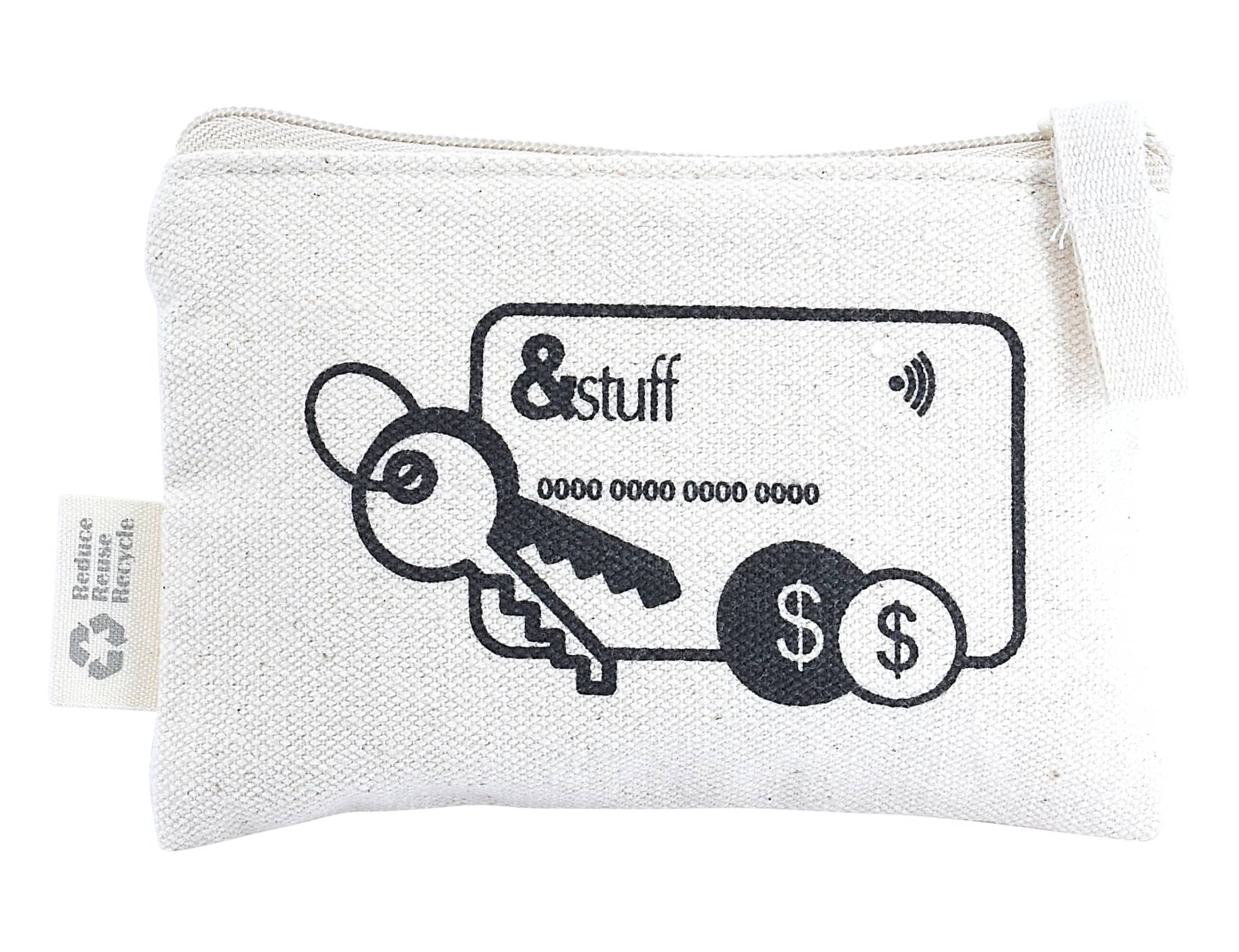 Calico Card & Key Pouch 8.5cm x 13cm