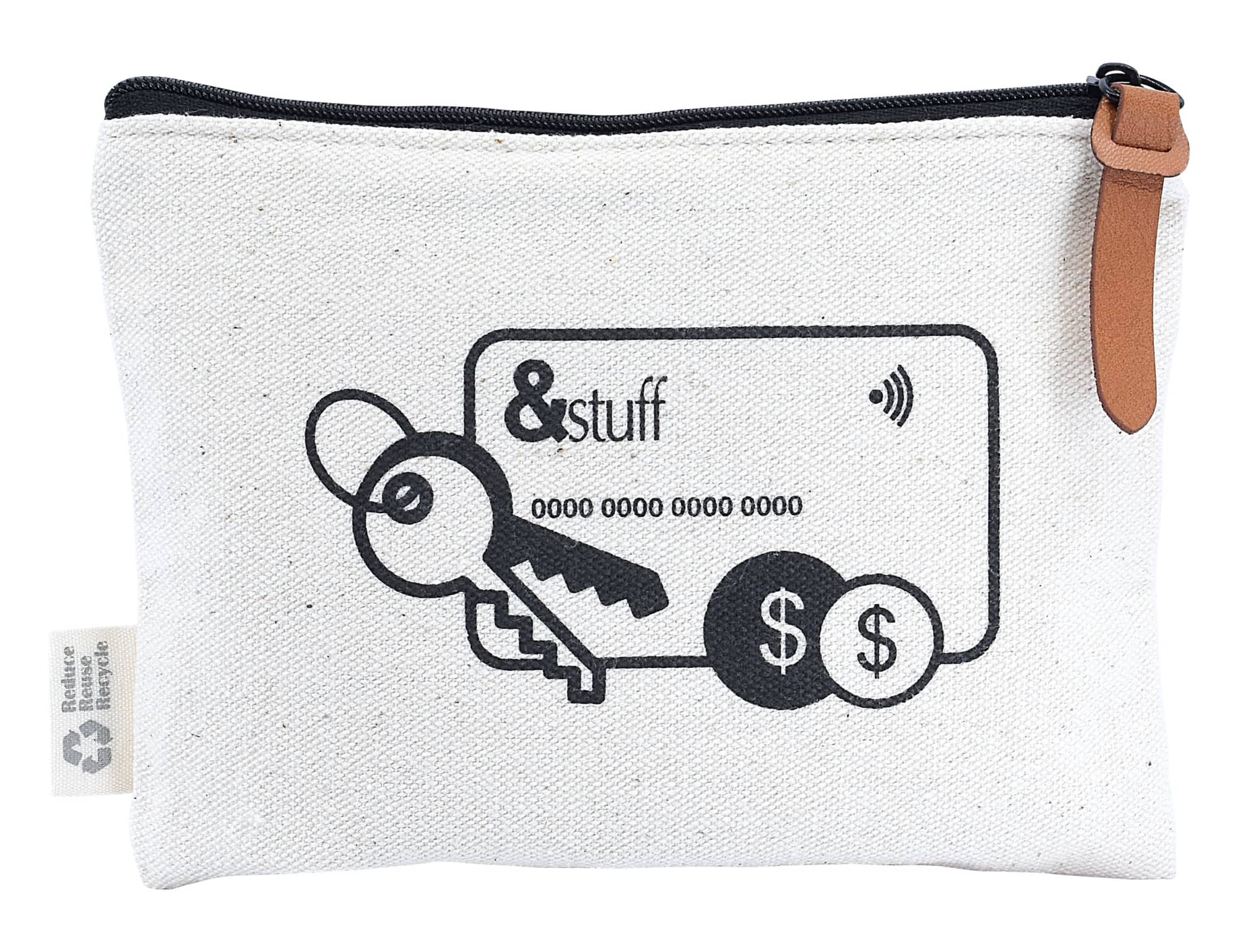 Calico Card & Key Pouch 12.5cm x 17cm
