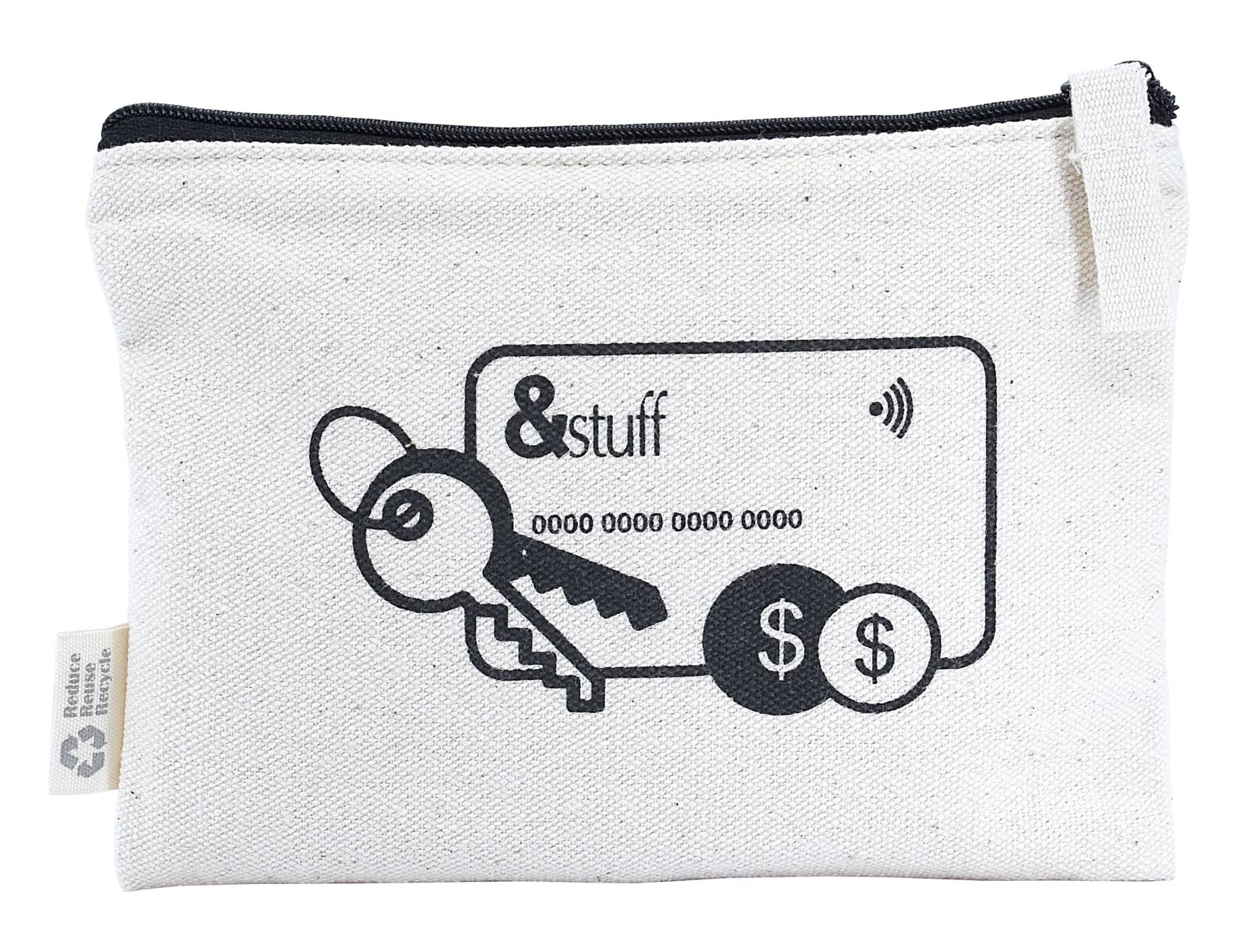 Calico Card & Key Pouch 12.5cm x 17cm