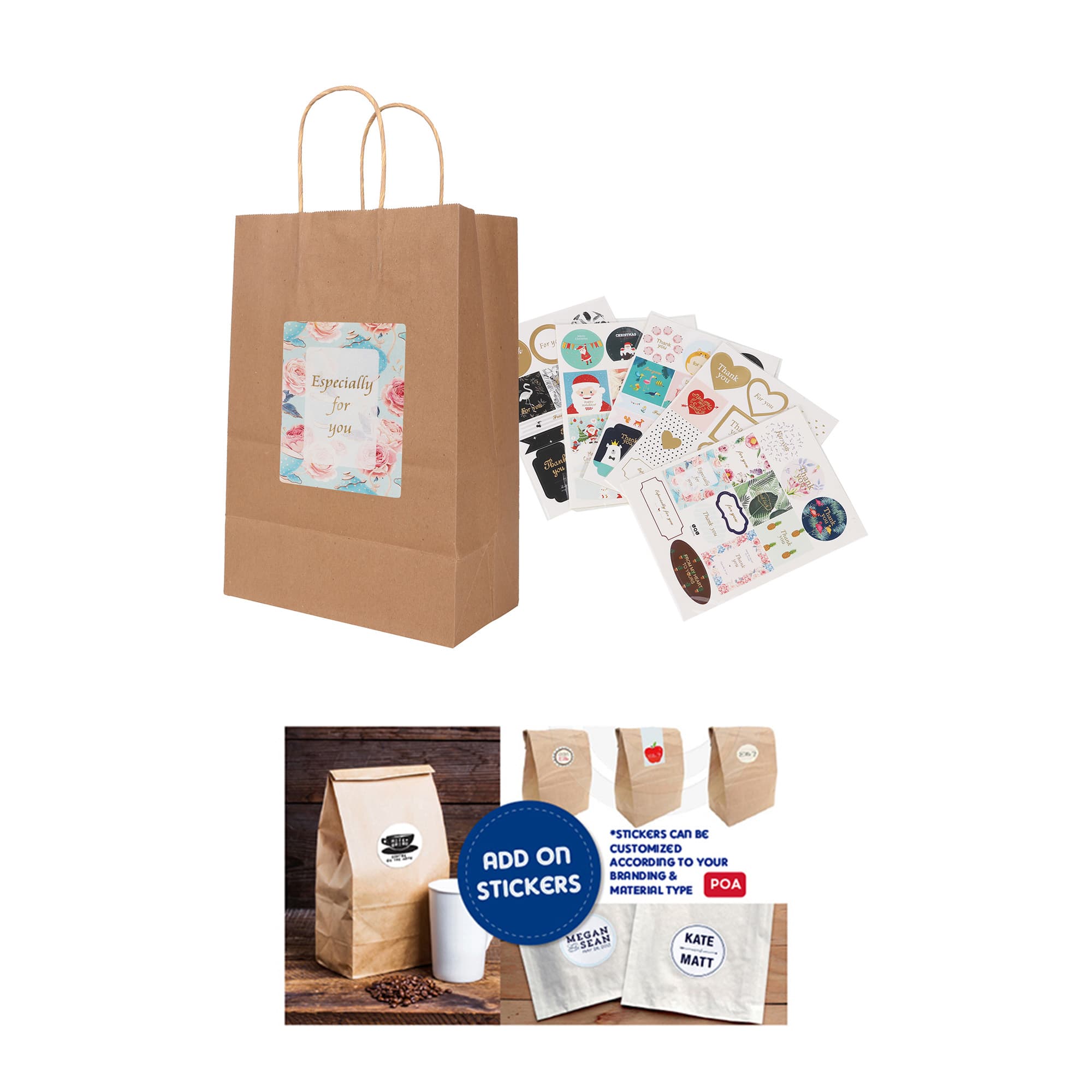 Twisted Handle Kraft Paper Bag(220x270x110mm)