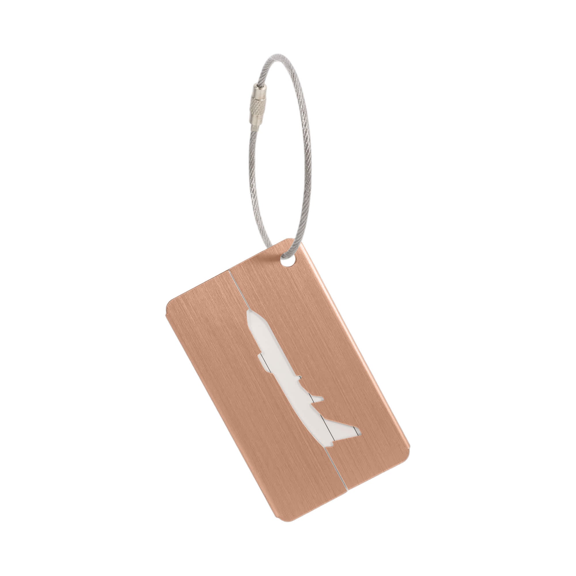 Plane Square Brushed Aluminium Luggage Tag