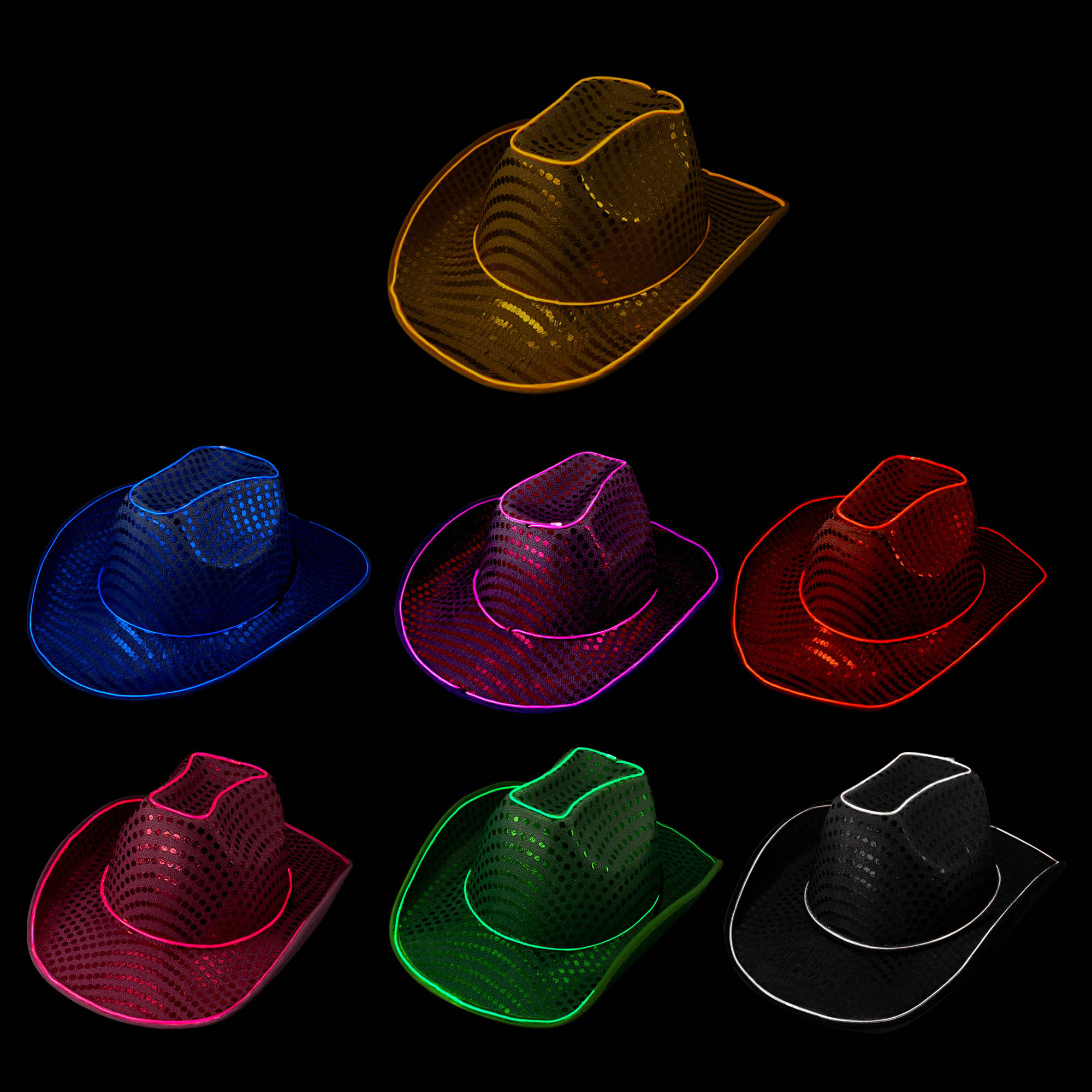 Light Up Sequin Cowboy Hats