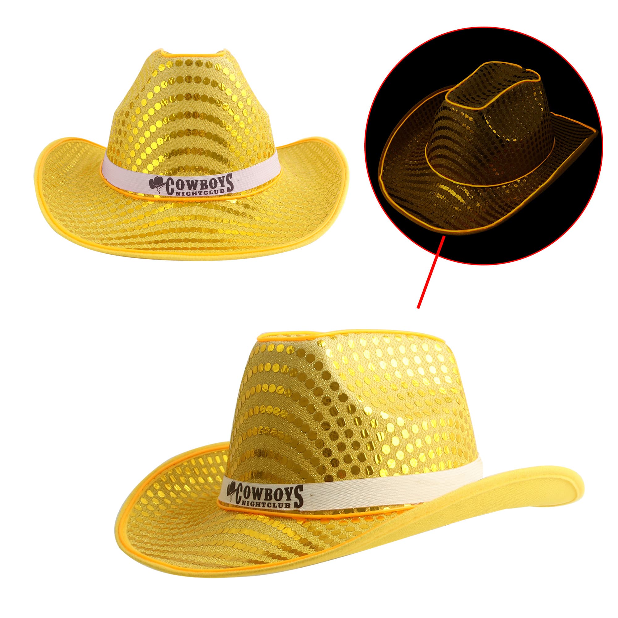 Light Up Sequin Cowboy Hats