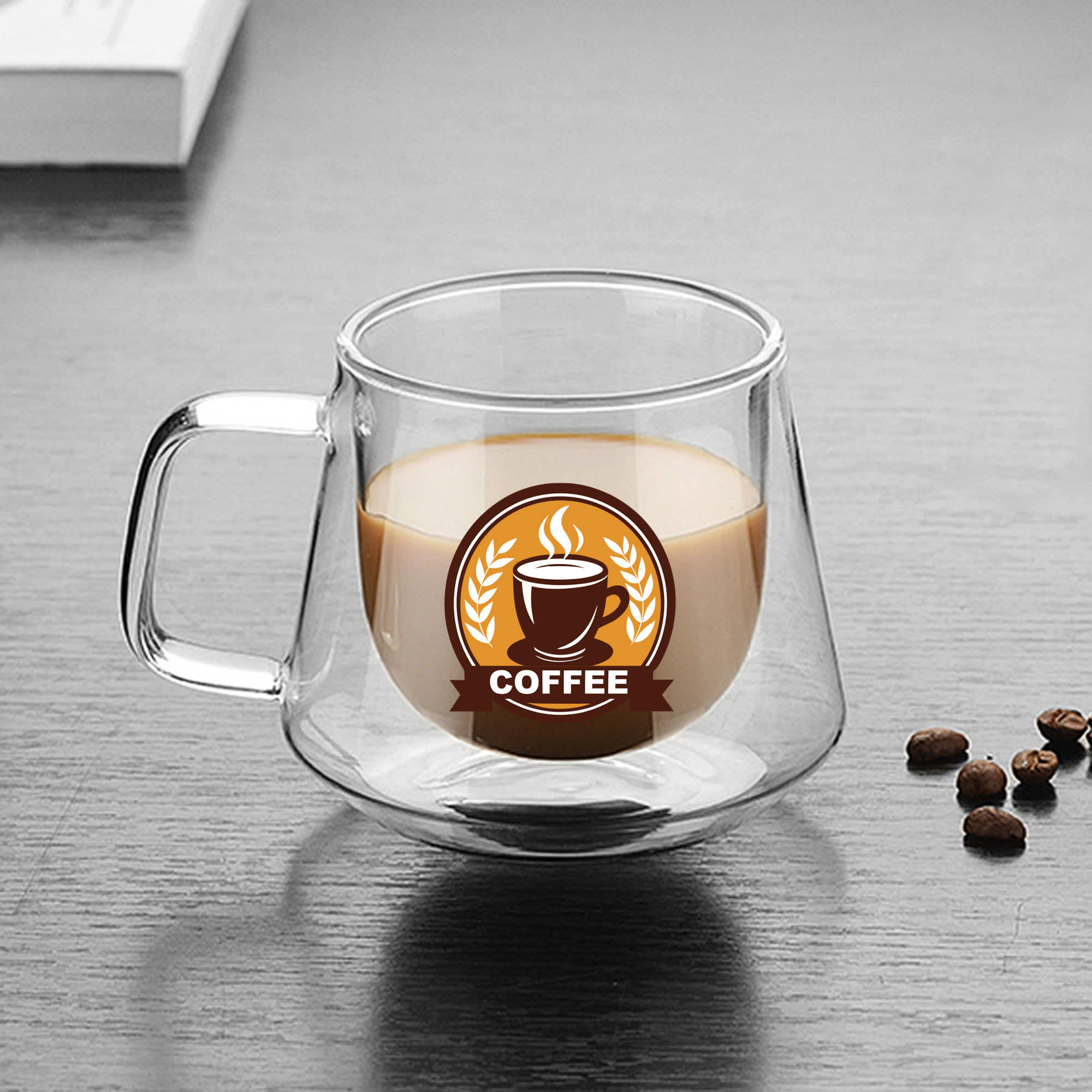 Diamond Double Wall Glass Mug