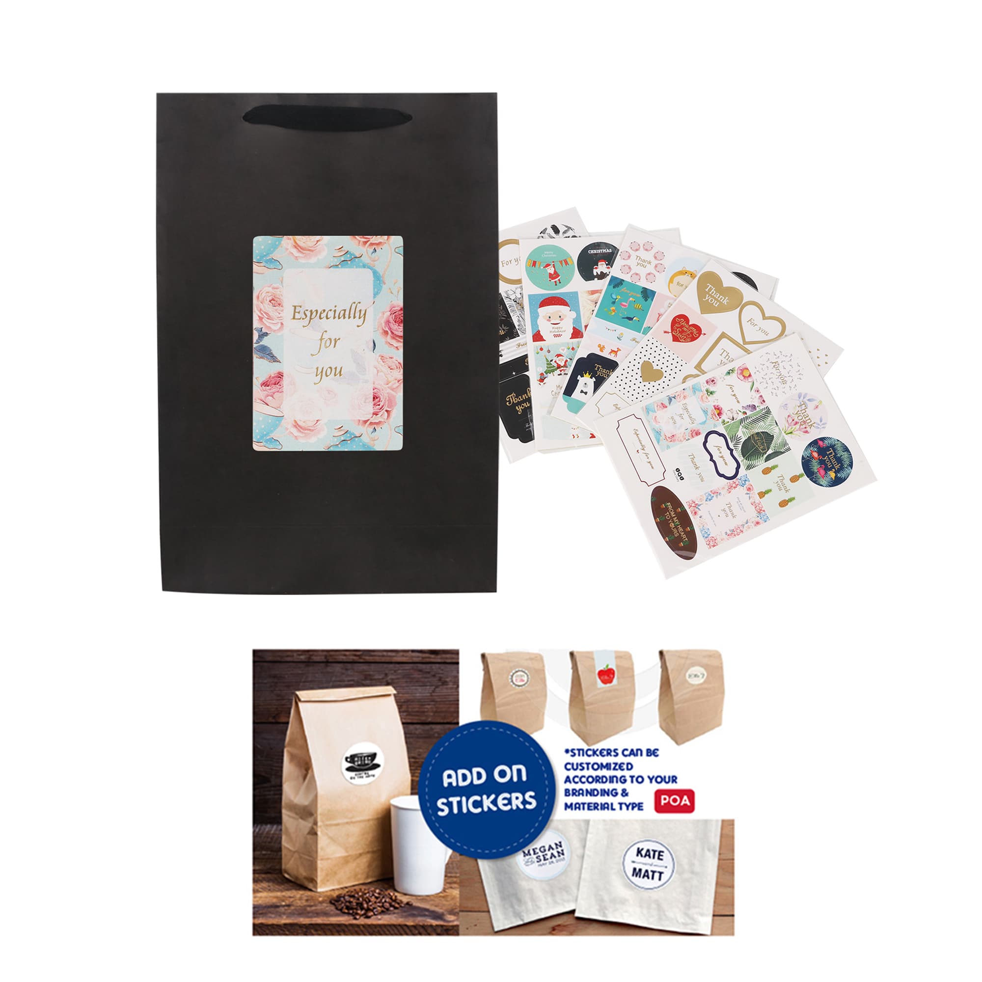 Small Vertical Paper Bag with Rope Handle(150 x 220 x 90mm)
