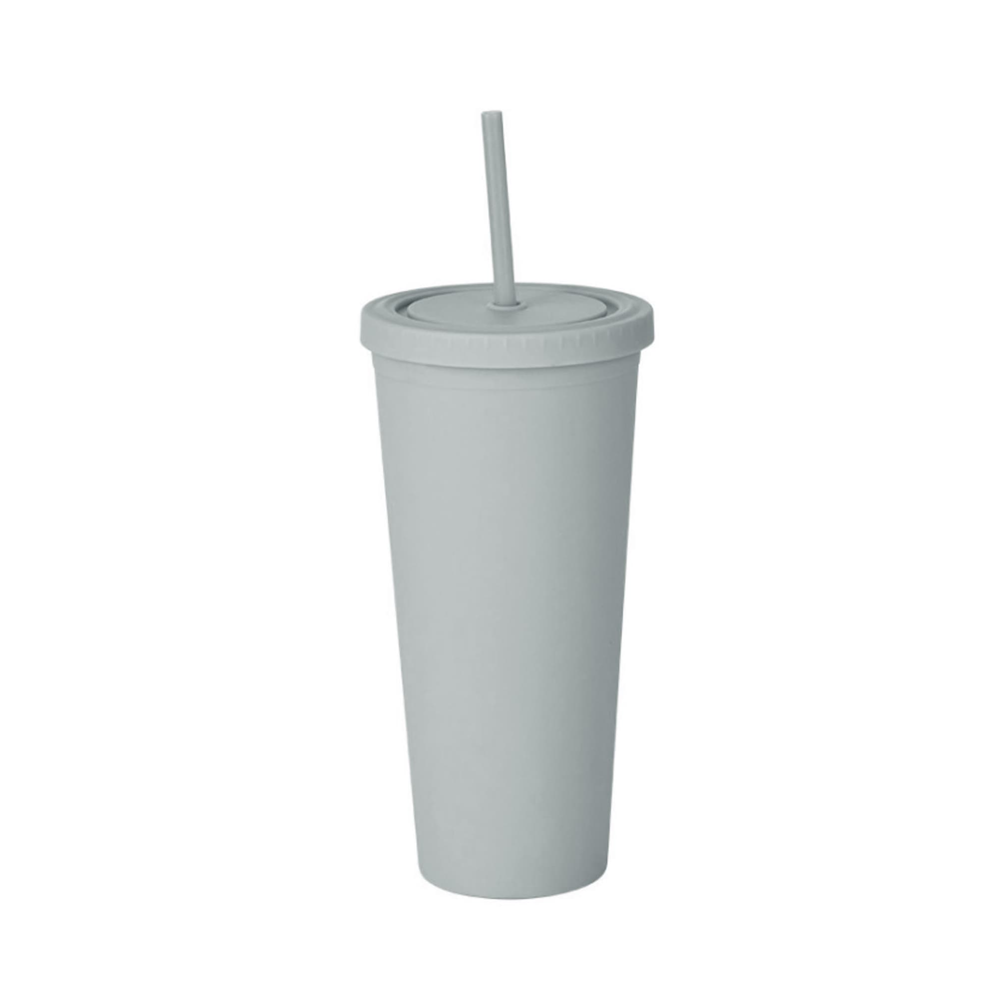 24oz Matte Plastic Cups with Lids & Straws