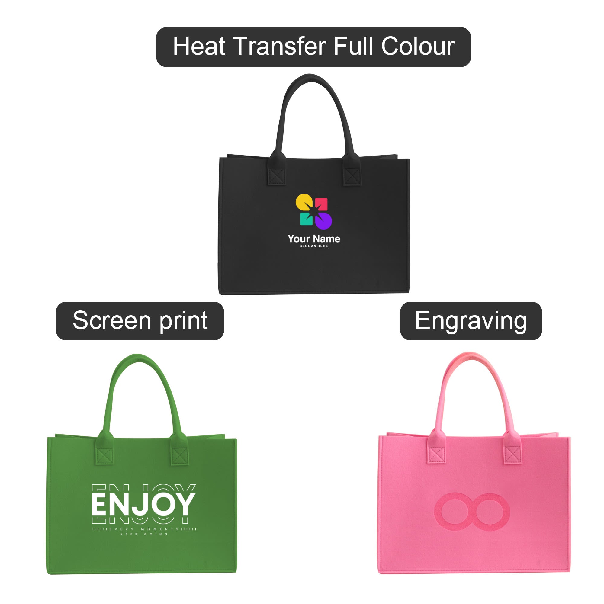 RPET Customizable Felt Tote Bag