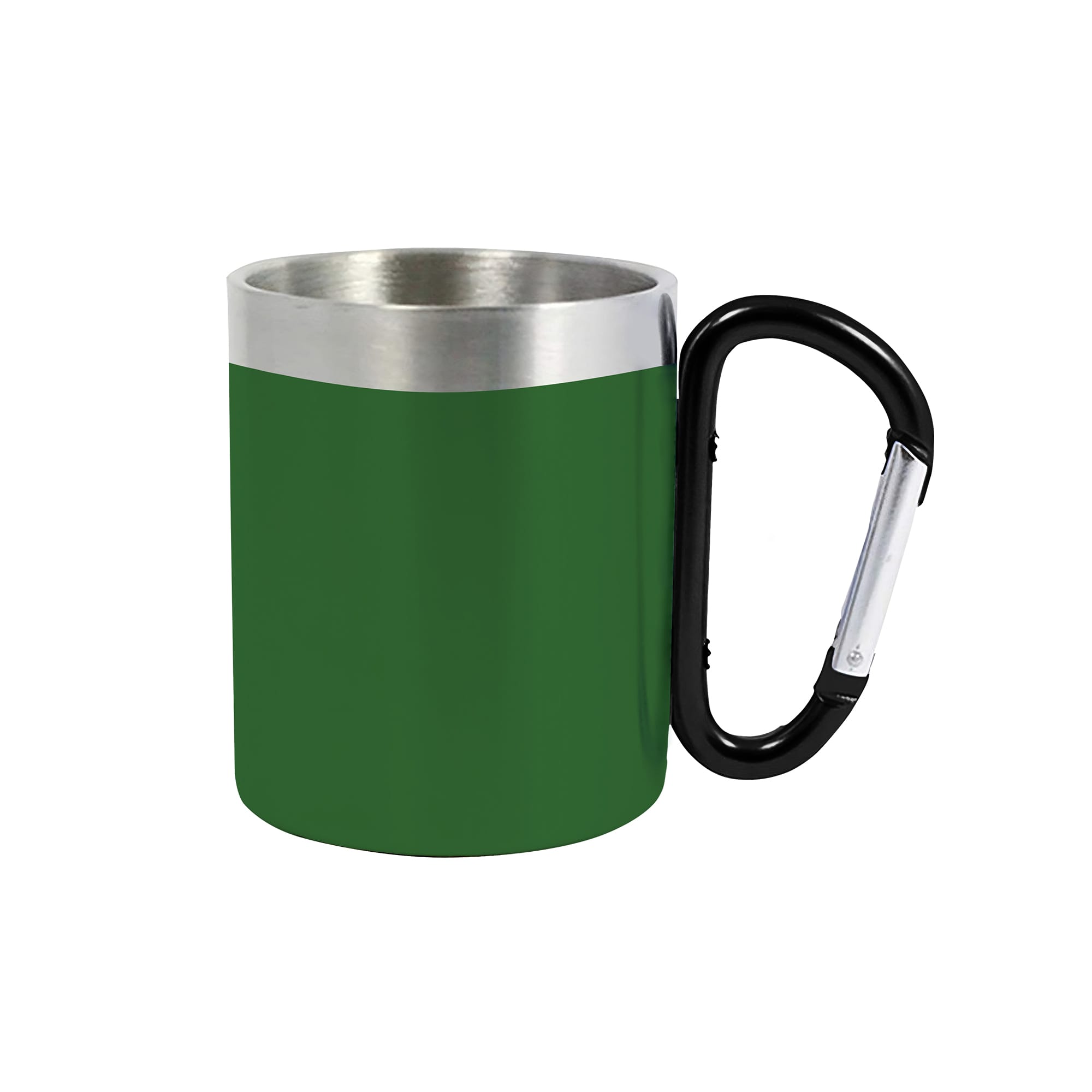 200ML Recycled Stainless Steel Double Walled Mug with Carabiner Handle