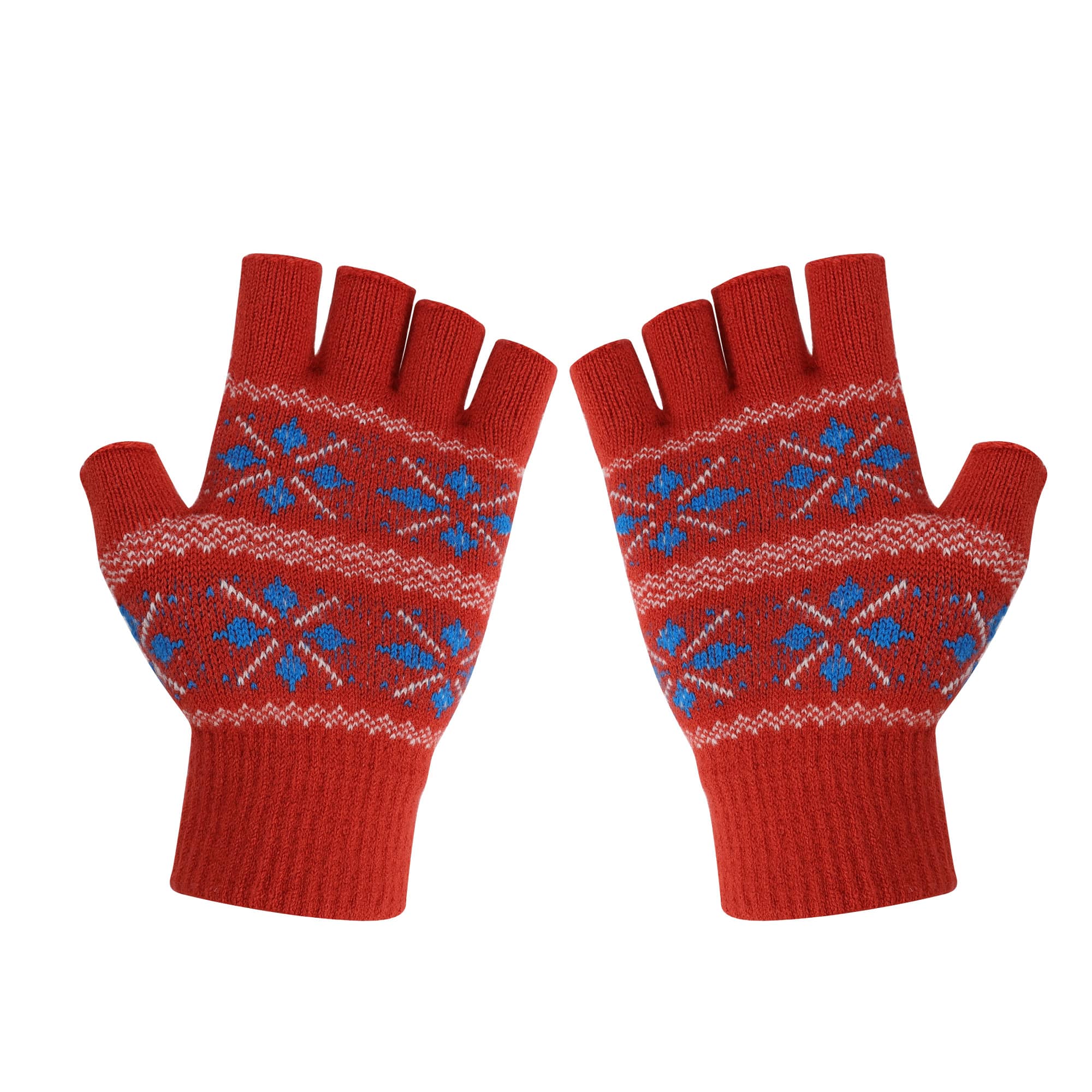 Adults Jacquard Fingerless Gloves
