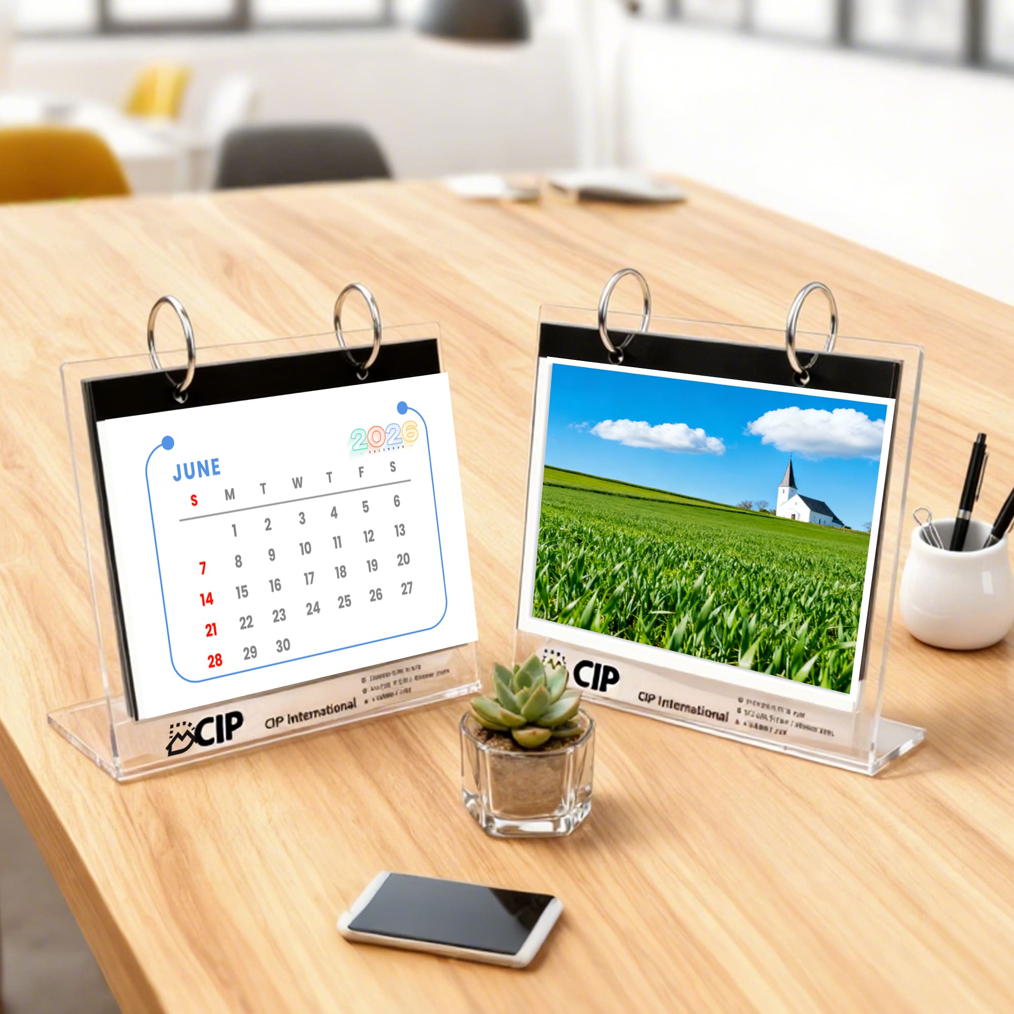 Acrylic Desk Calendar and Photo Album Organizer
