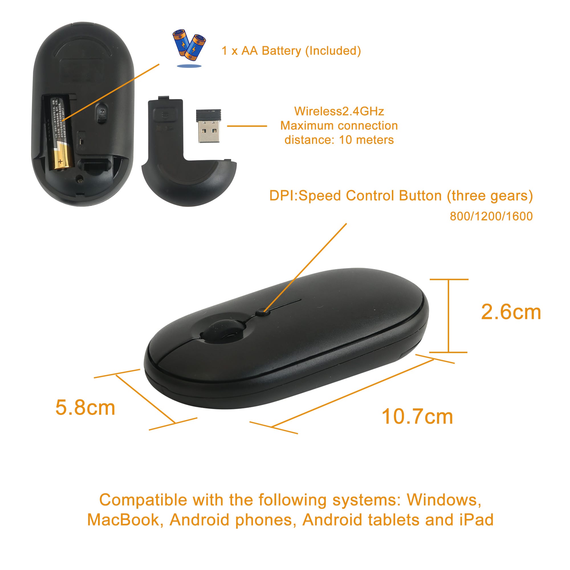 Slim Wireless Travel Mouse
