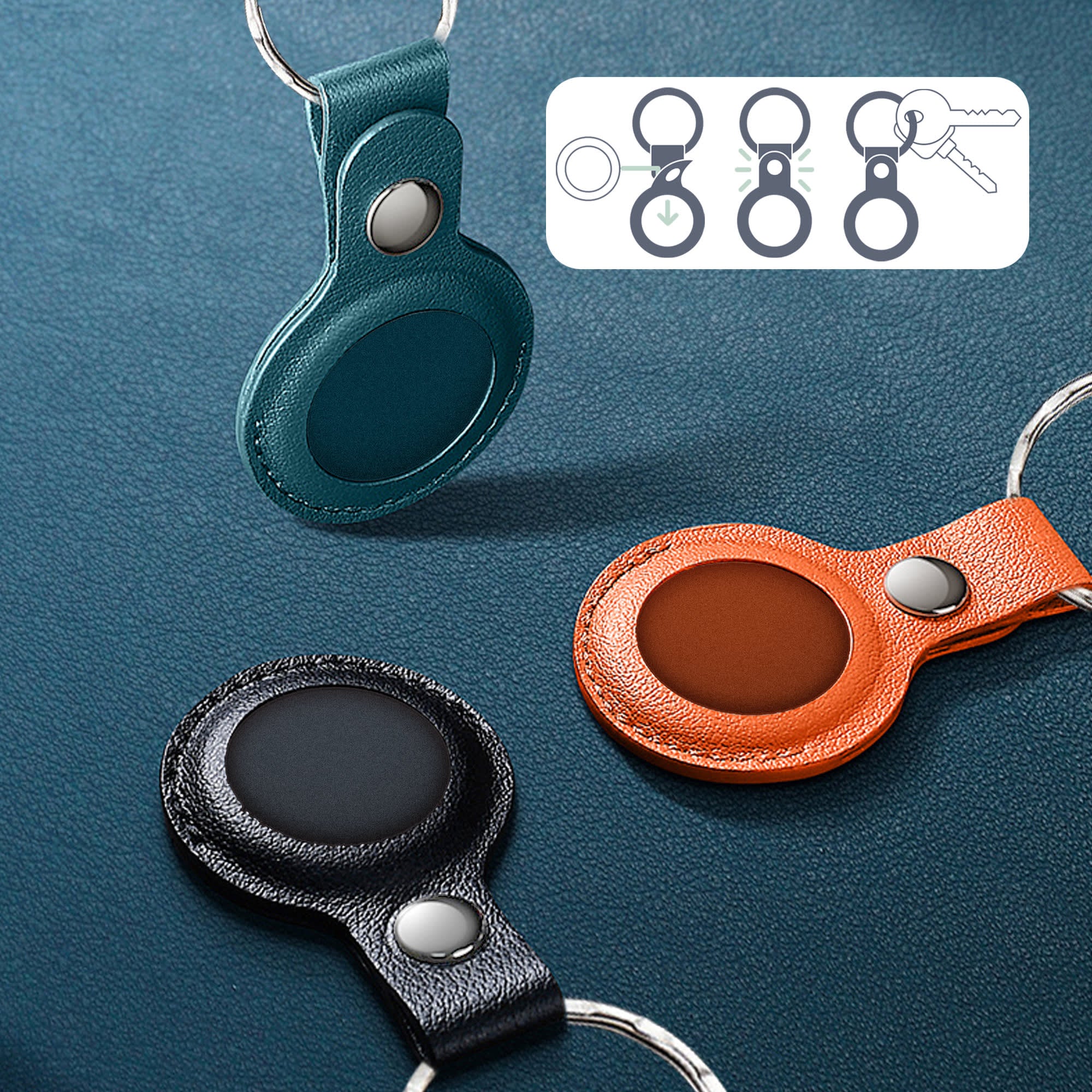 PU Leather AirTag Holder with Keyring