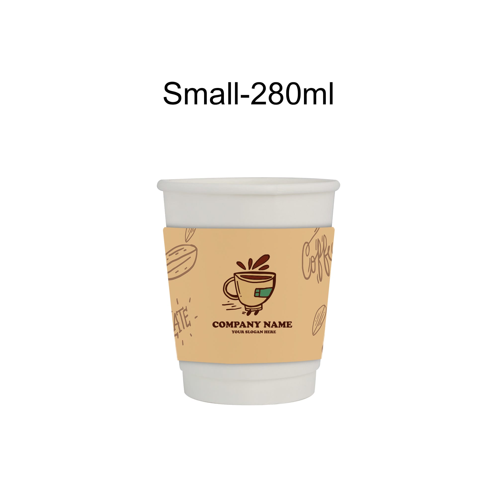 PLA Double Wall Compostable Paper Cups with Cup Sleeve