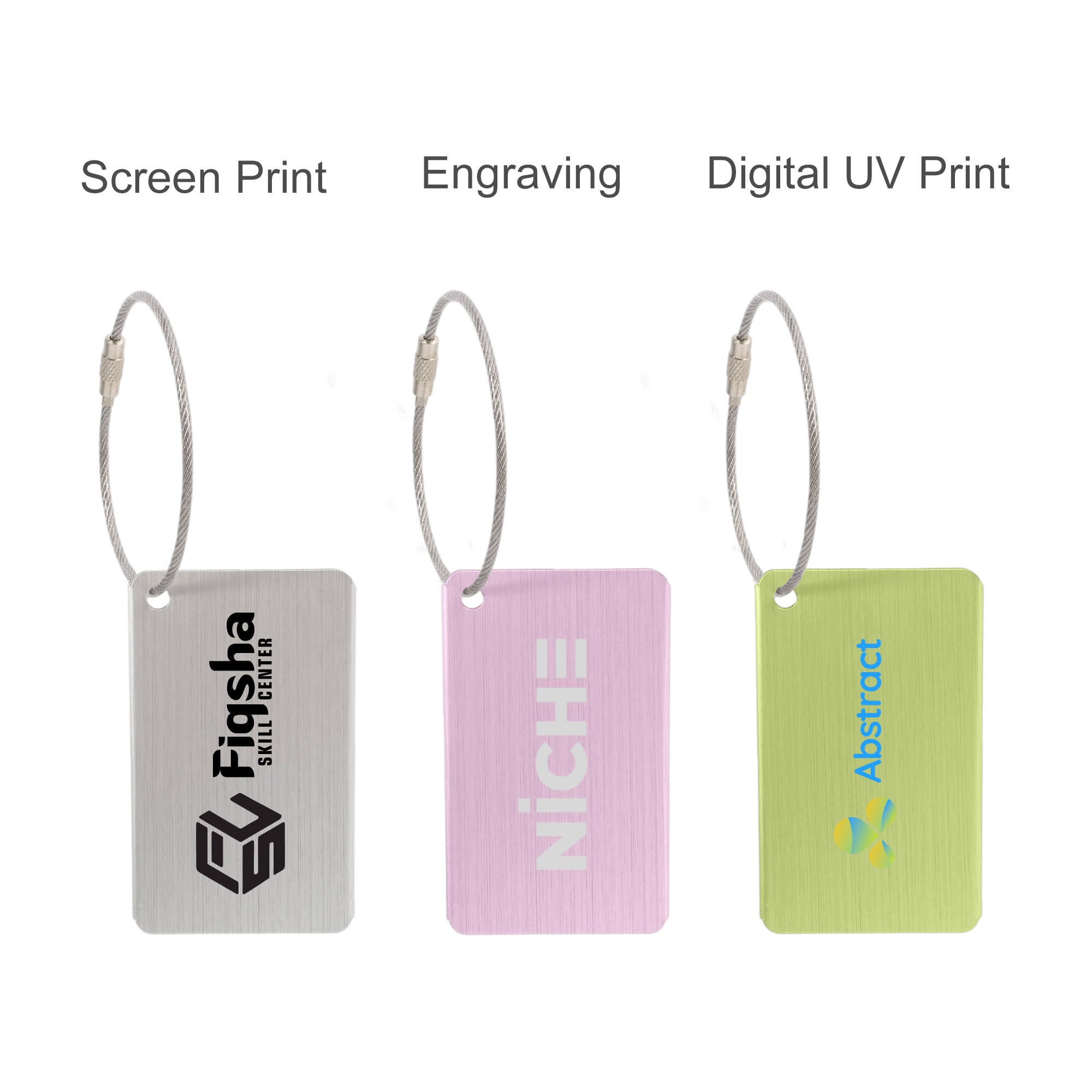 Plane Square Brushed Aluminium Luggage Tag