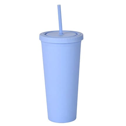 24oz Matte Plastic Cups with Lids & Straws