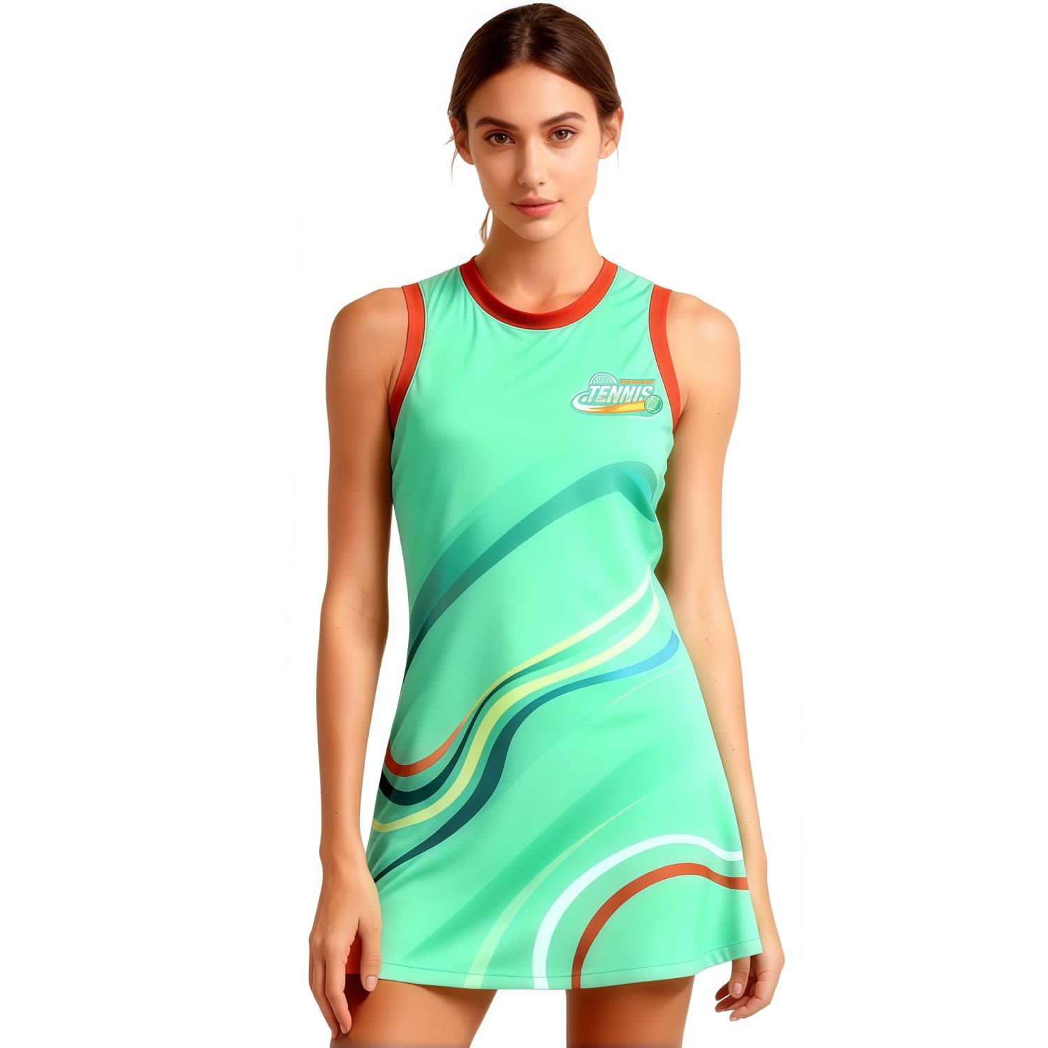 100% Polyester Micro Mesh Sleeveless Crew Neck A-Line Tennis Dress