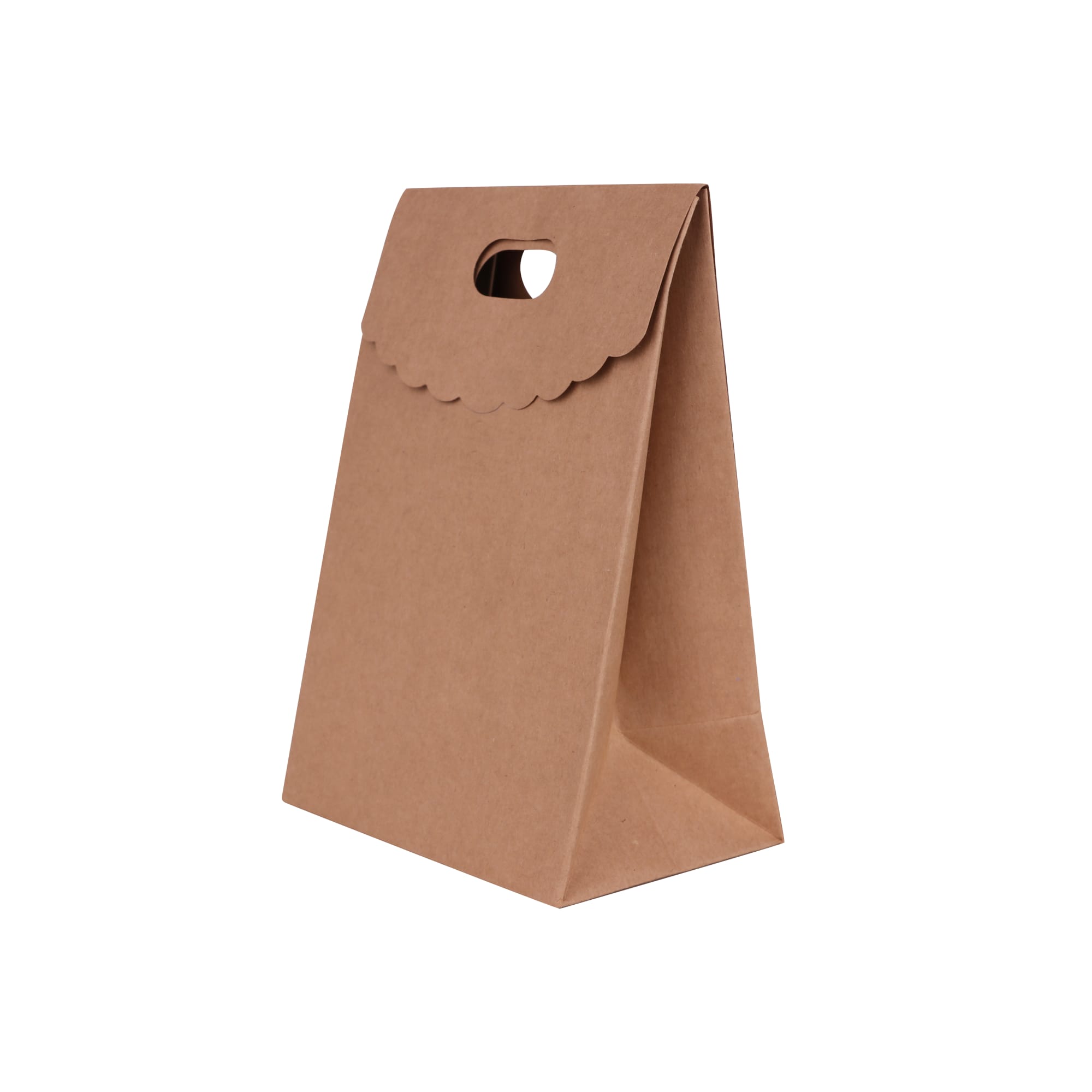 Die cut Handle Bag with Flap(150x220x100mm+80mm flap)