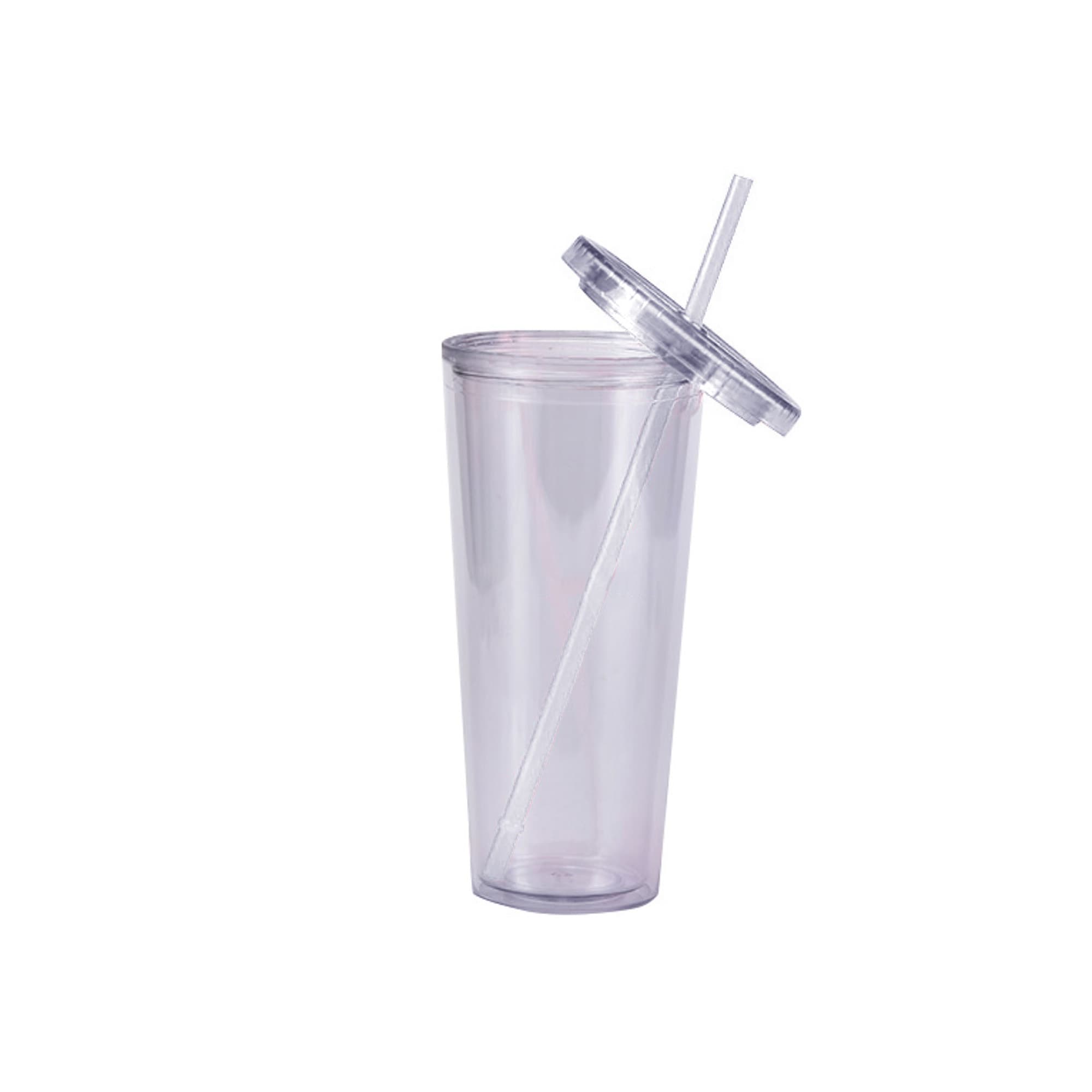 24oz Plastic Cups with Lids & Straws