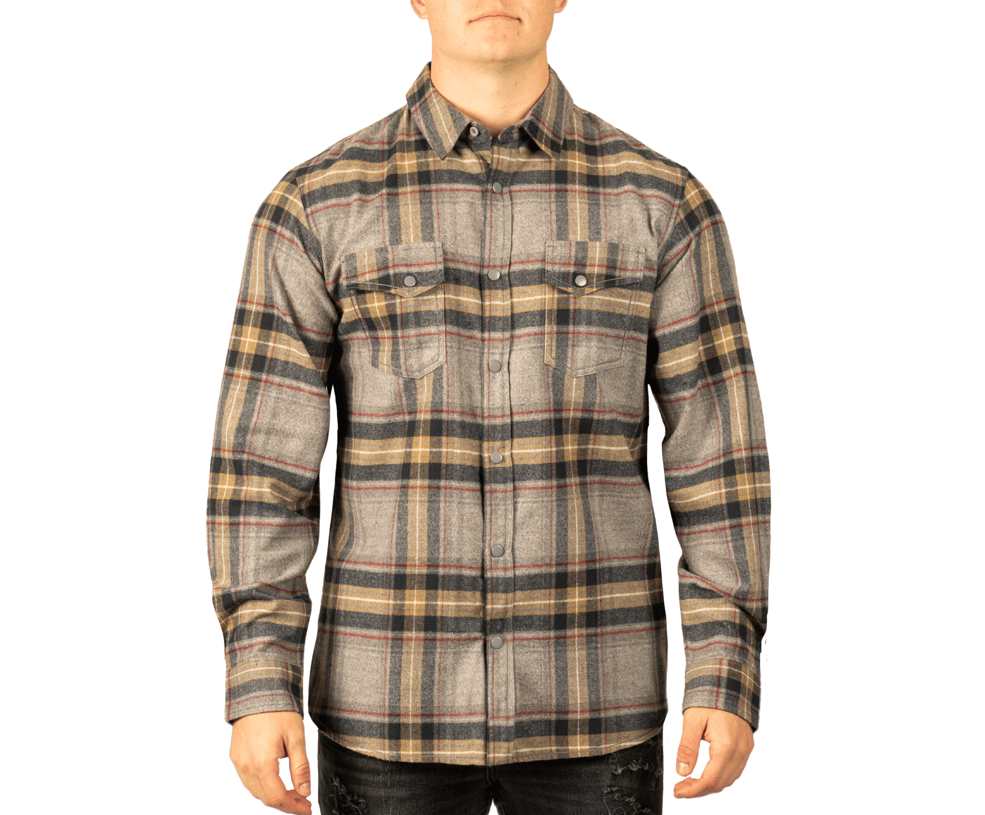 Long Sleeve Yarn-Dyed Flannel Snap Shirt