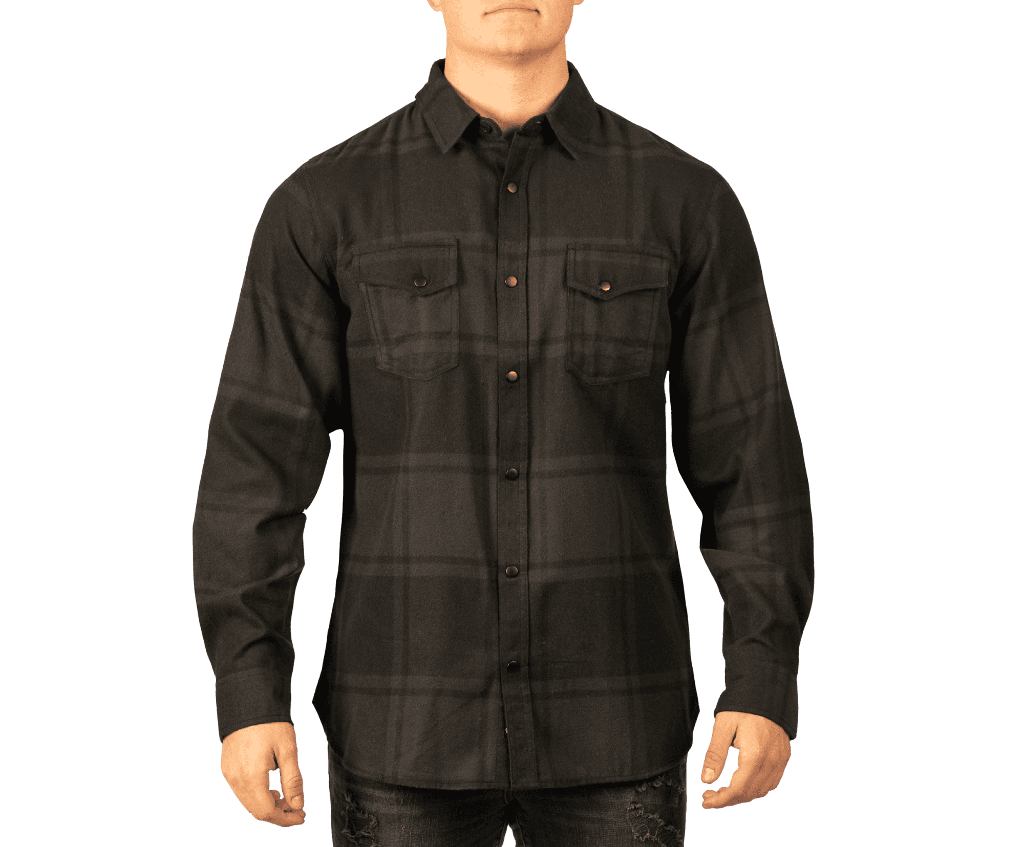 Long Sleeve Yarn-Dyed Flannel Snap Shirt
