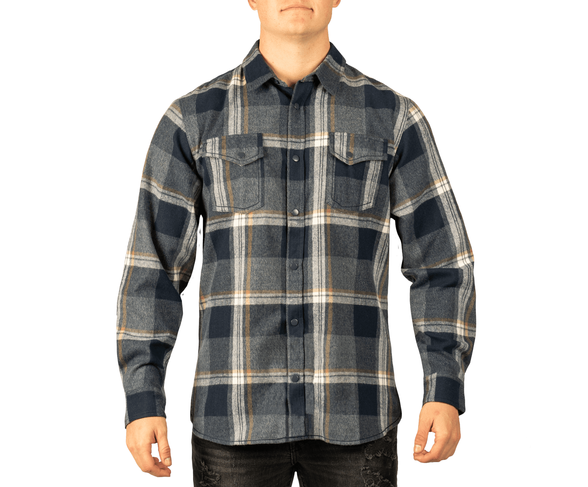 Long Sleeve Yarn-Dyed Flannel Snap Shirt