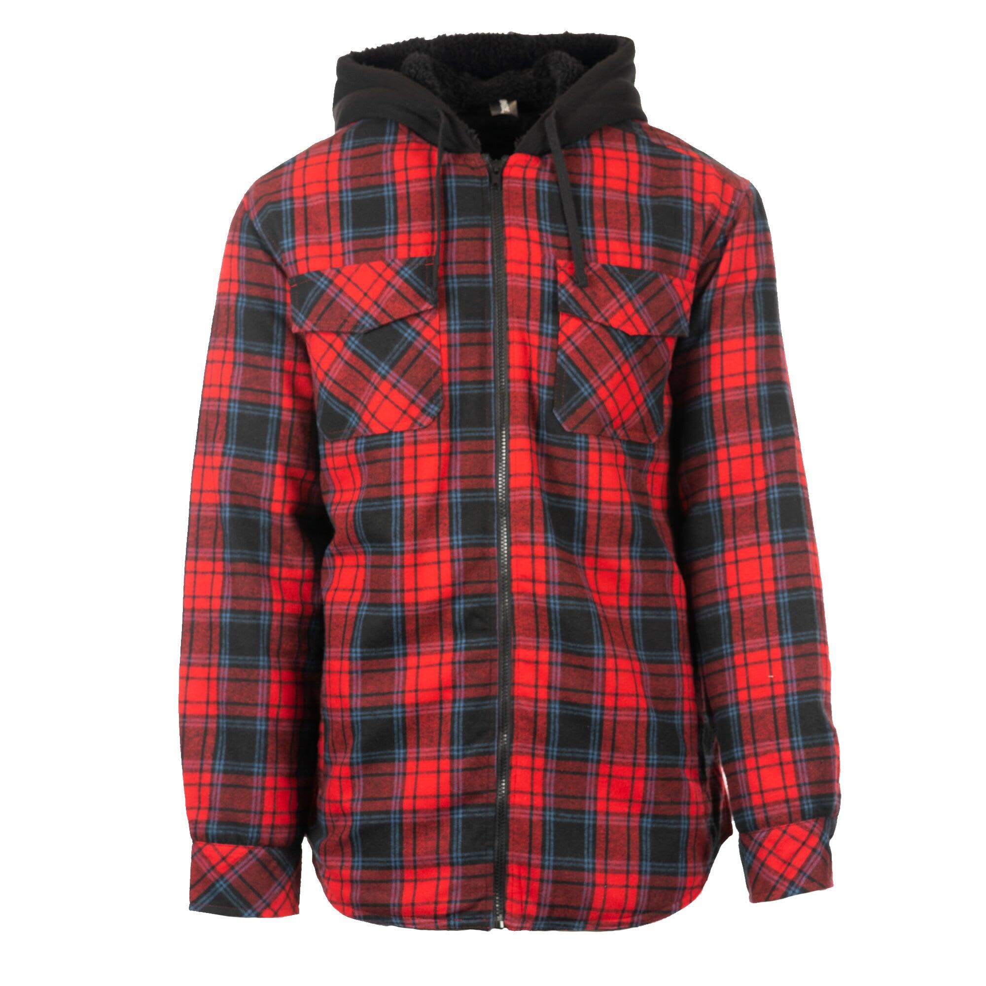 Flannel Jacket with Sherpa Hoodie/Quilted Lining