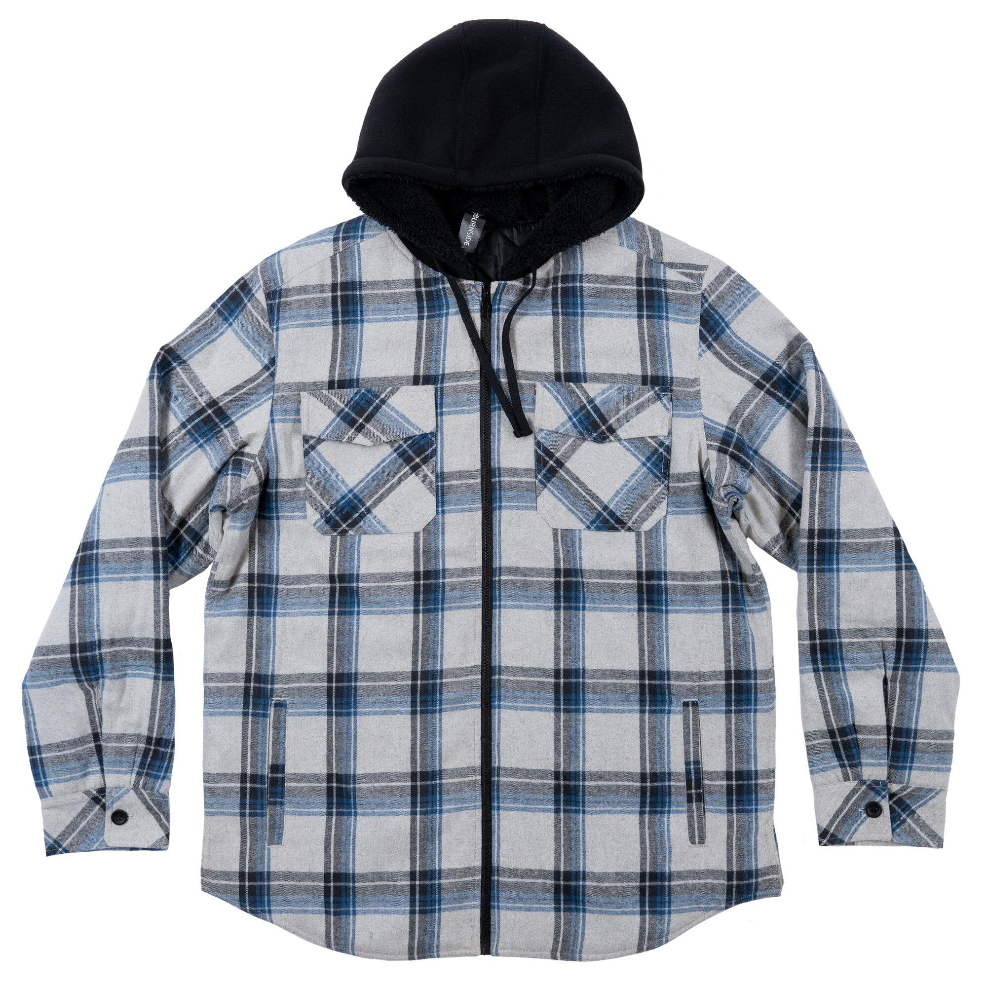 Flannel Jacket with Sherpa Hoodie/Quilted Lining
