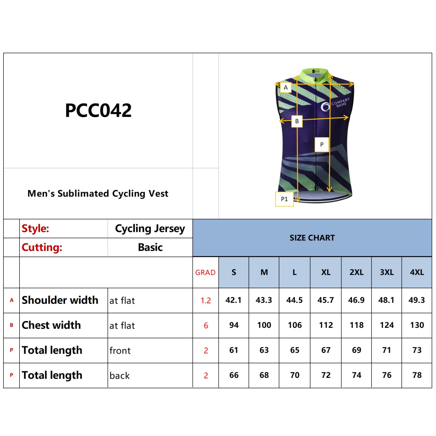 Men's Sublimated Cycling Vest