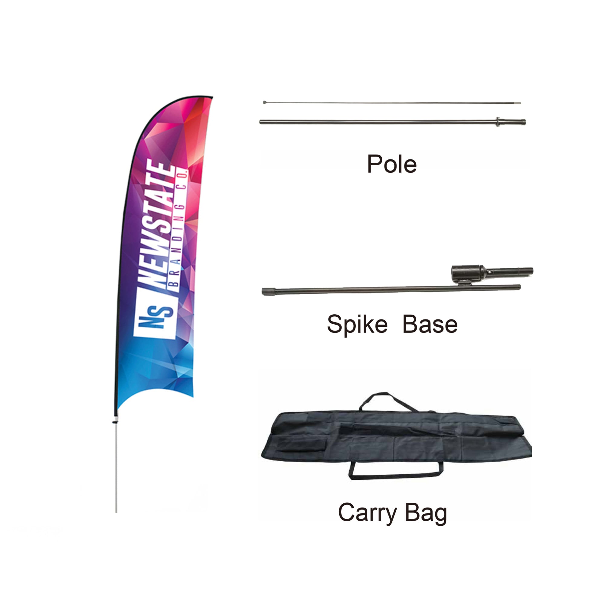 Medium(70.4*300cm) Concave Feather Banners 13ft