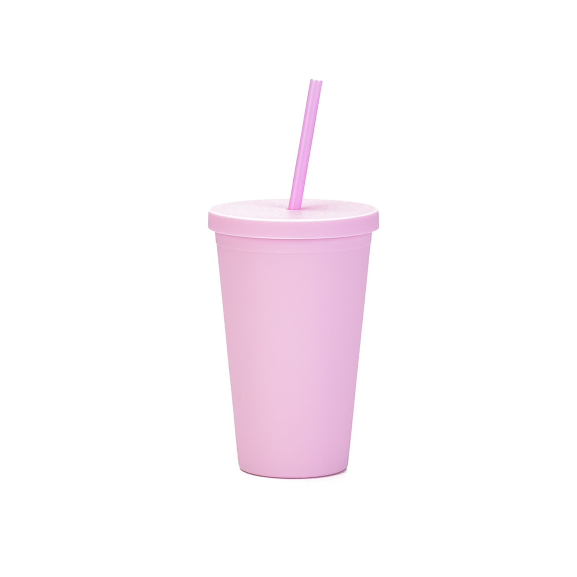 16oz Matte Plastic Cups with Lids & Straws