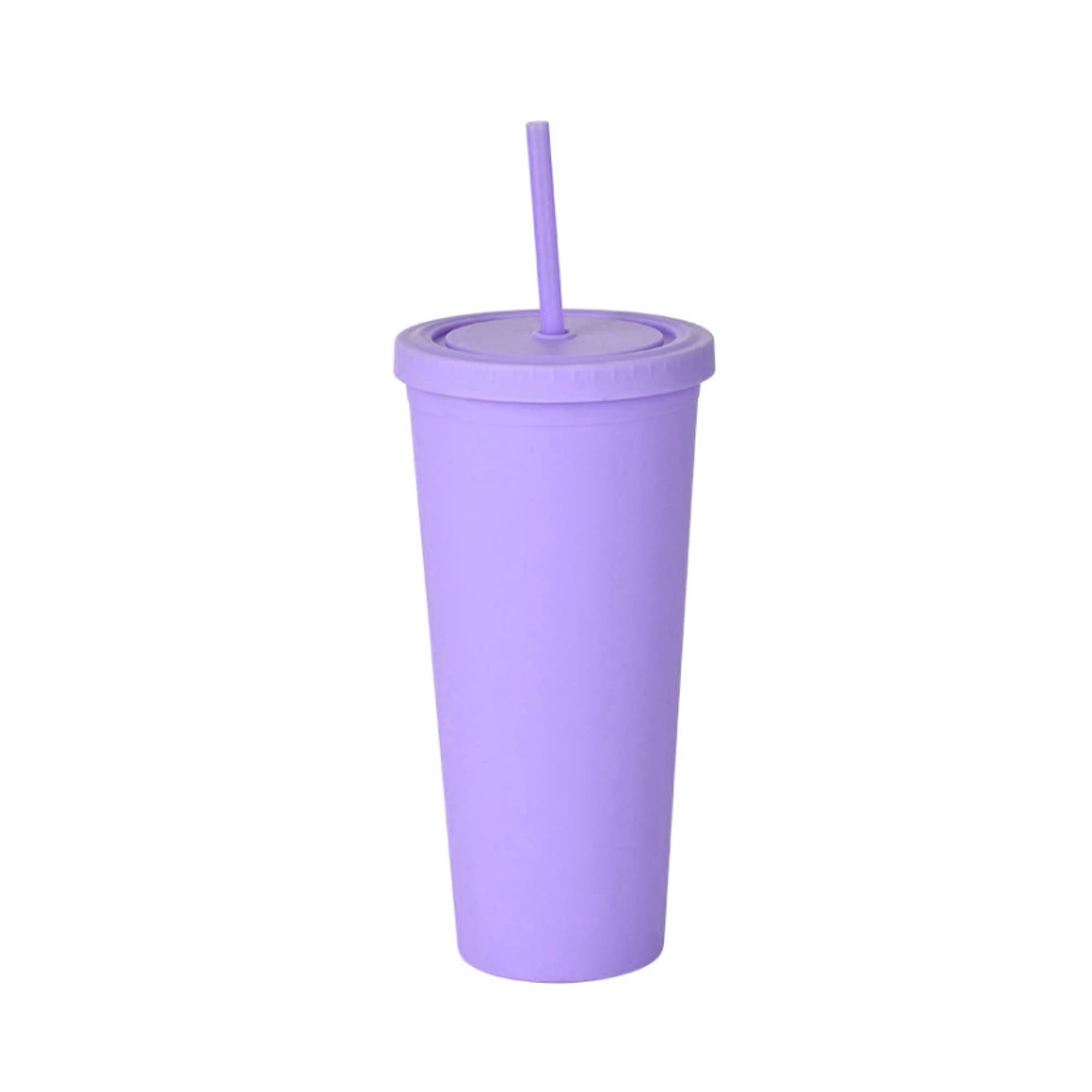 24oz Matte Plastic Cups with Lids & Straws