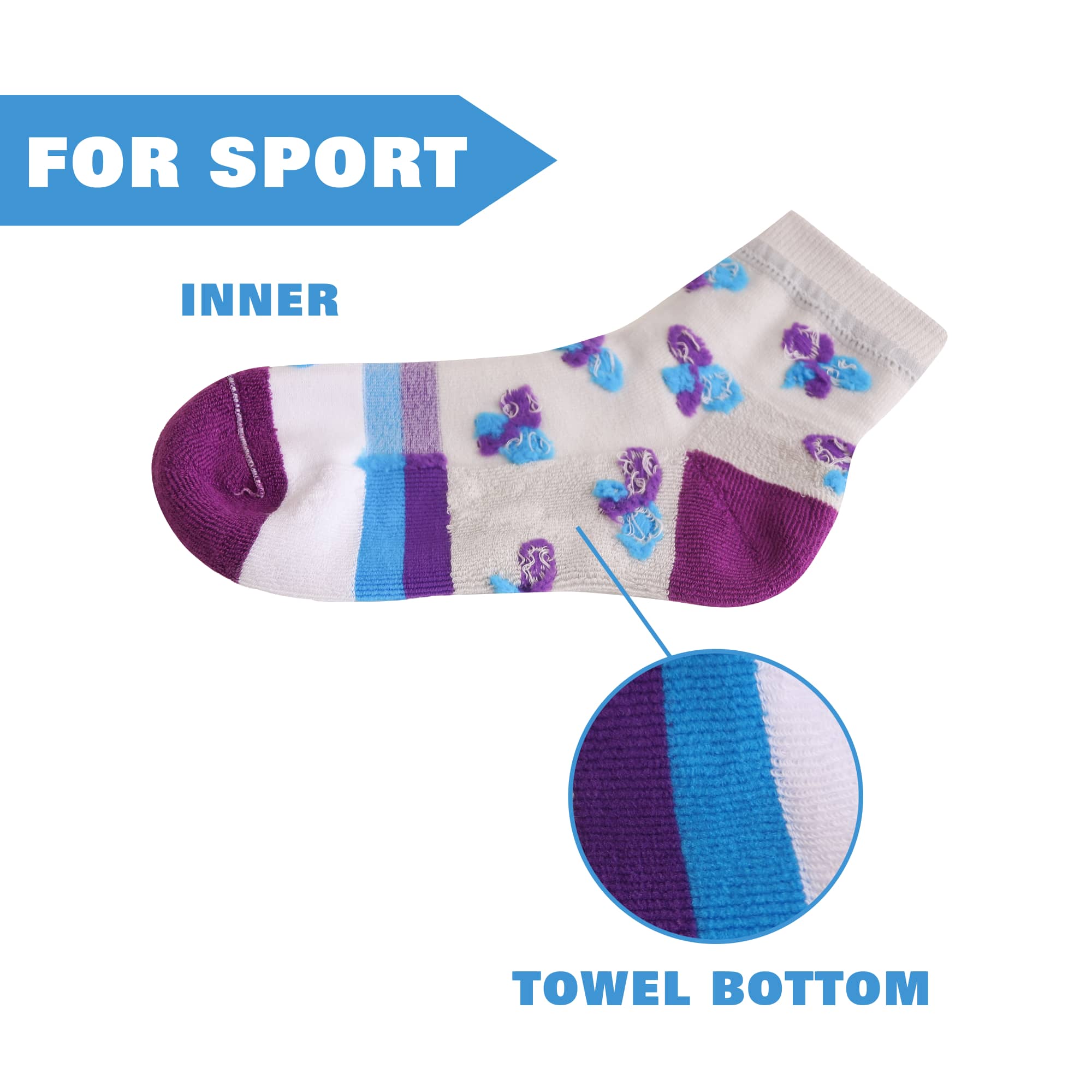 Ankle Custom Pattern Socks - With Towel Bottom