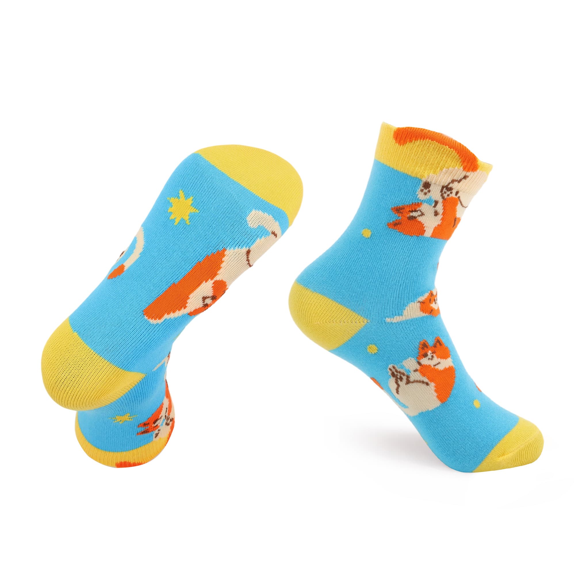 Ear Shaped Crew Kids Custom Pattern Woven Socks
