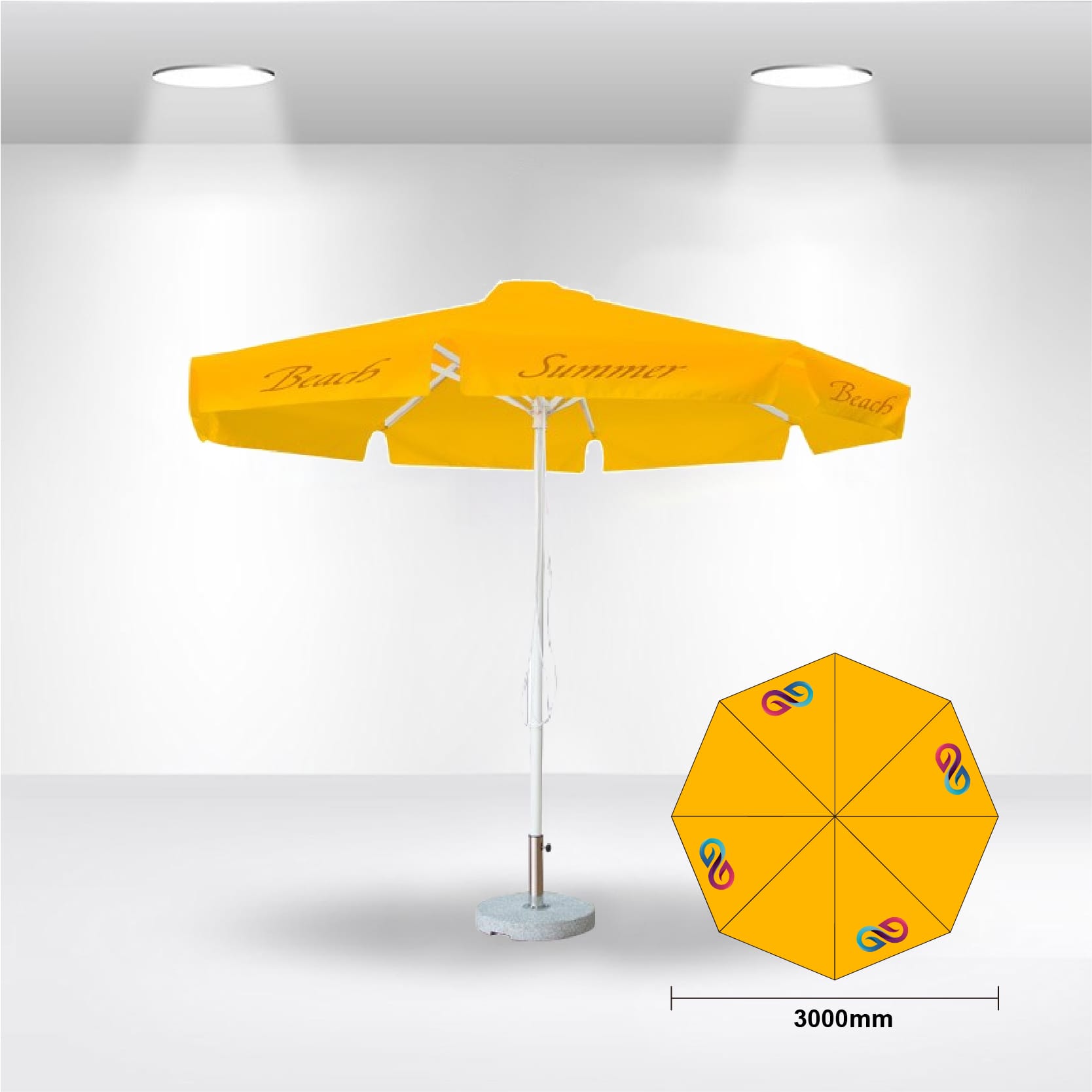 3x3m Round Stock Colour Commercial Market Umbrella