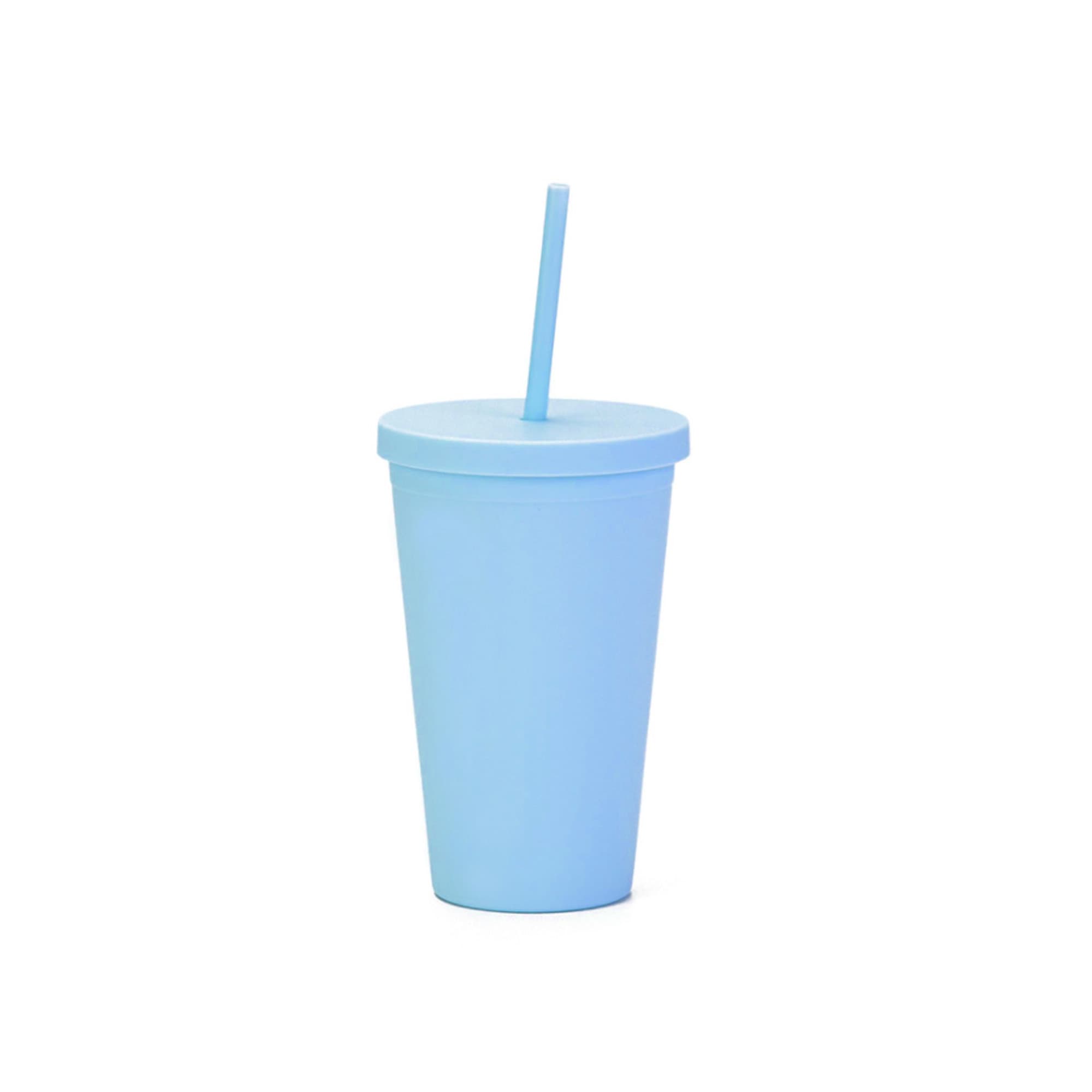 16oz Matte Plastic Cups with Lids & Straws