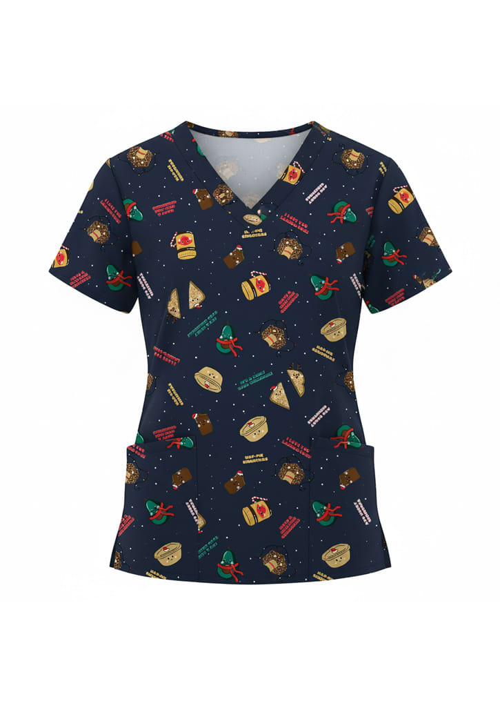 Womens Christmas Scrub Top