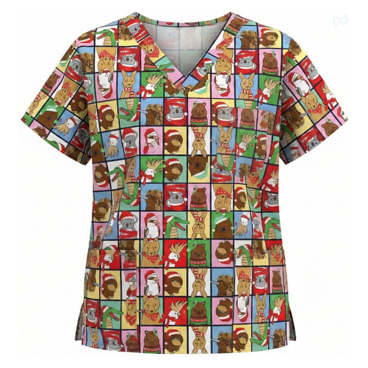 Unisex Christmas Scrub Top