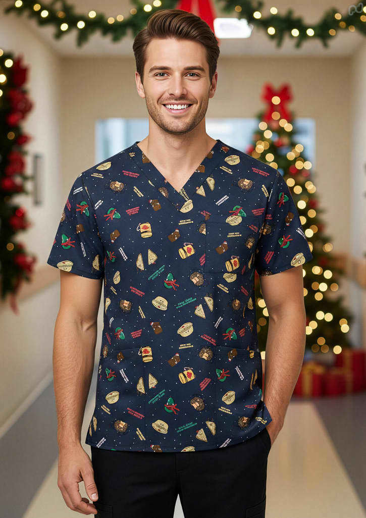 Unisex Christmas Scrub Top