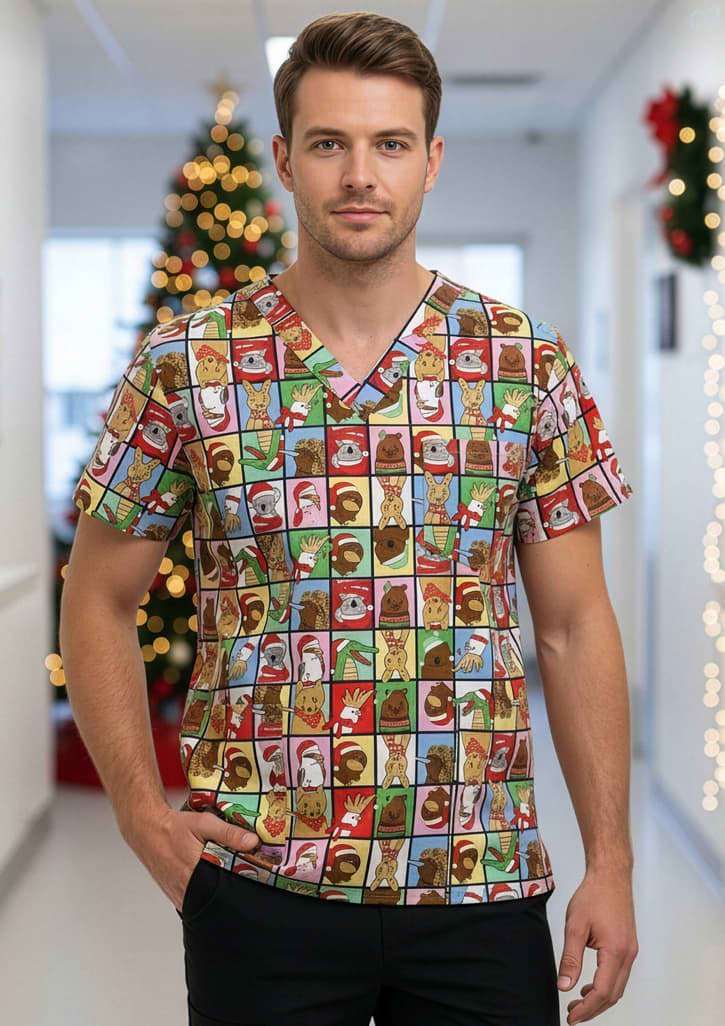 Unisex Christmas Scrub Top