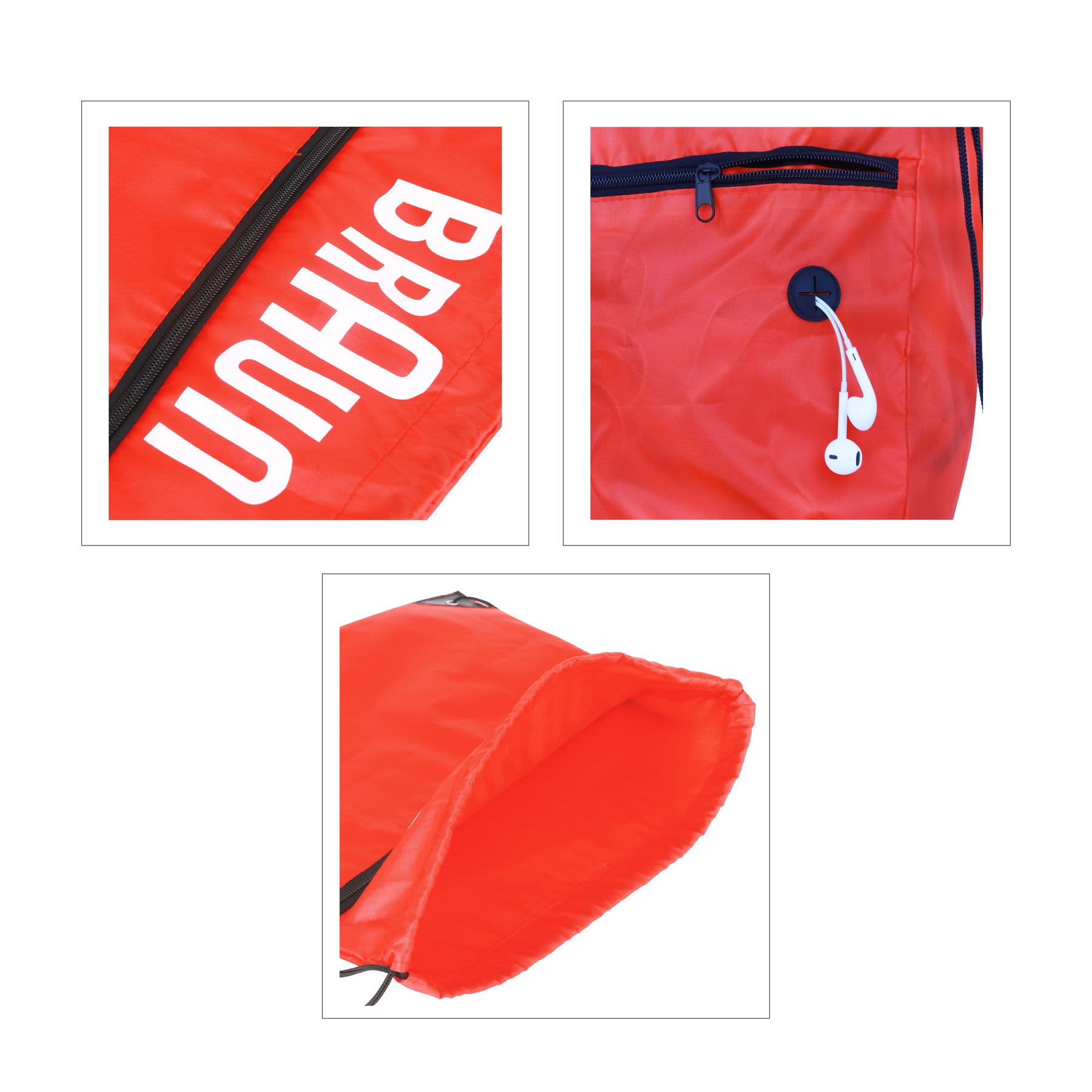 Polyester Drawstring Bag with Zippered Pocket